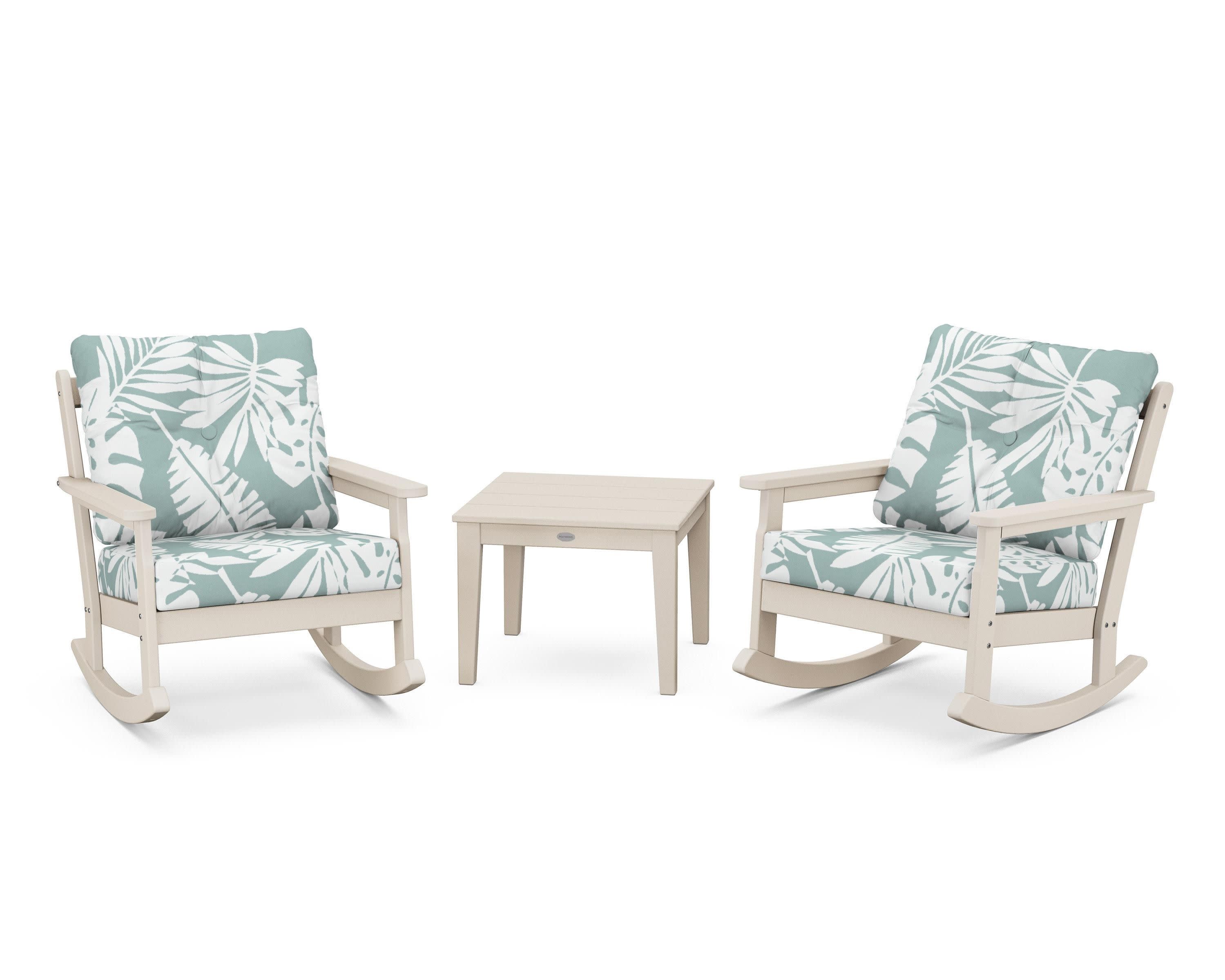 Vineyard 3-Piece Deep Seating Rocker Set in Sand / Leaf Glacier Spa