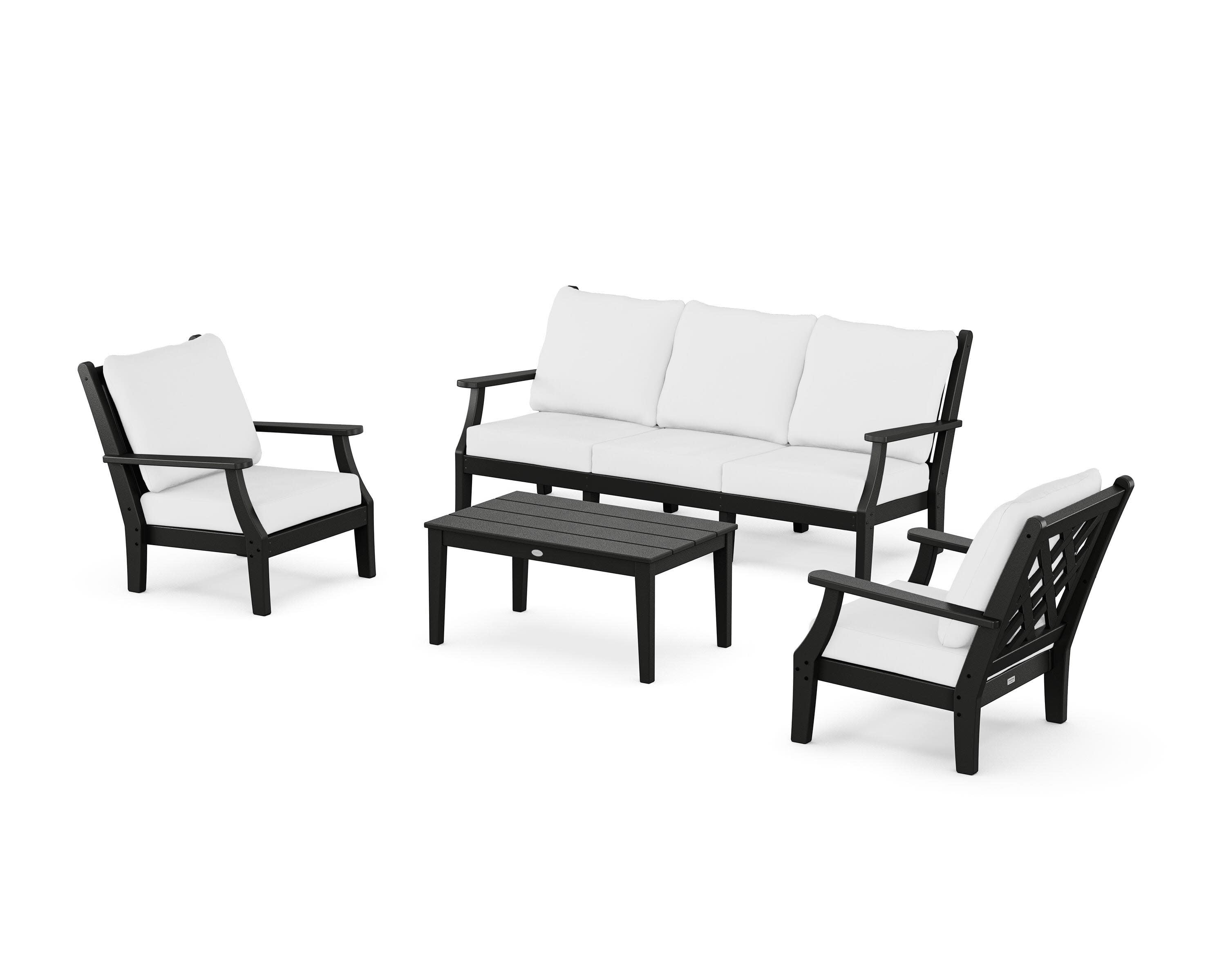 Wovendale 4-Piece Deep Seating Set with Sofa in Black / Natural