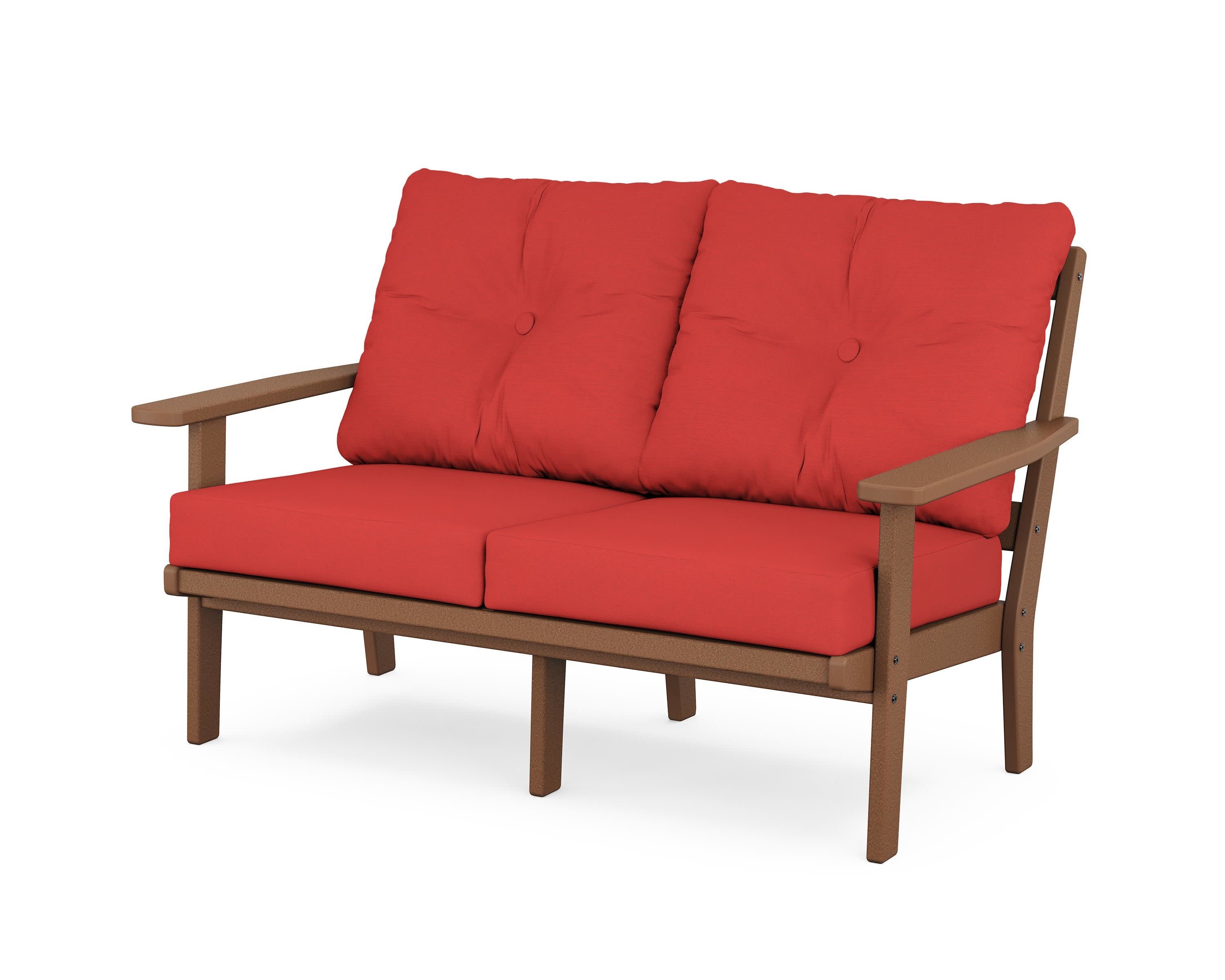 Oxford Deep SeatingLoveseat in Teak / Crimson Linen