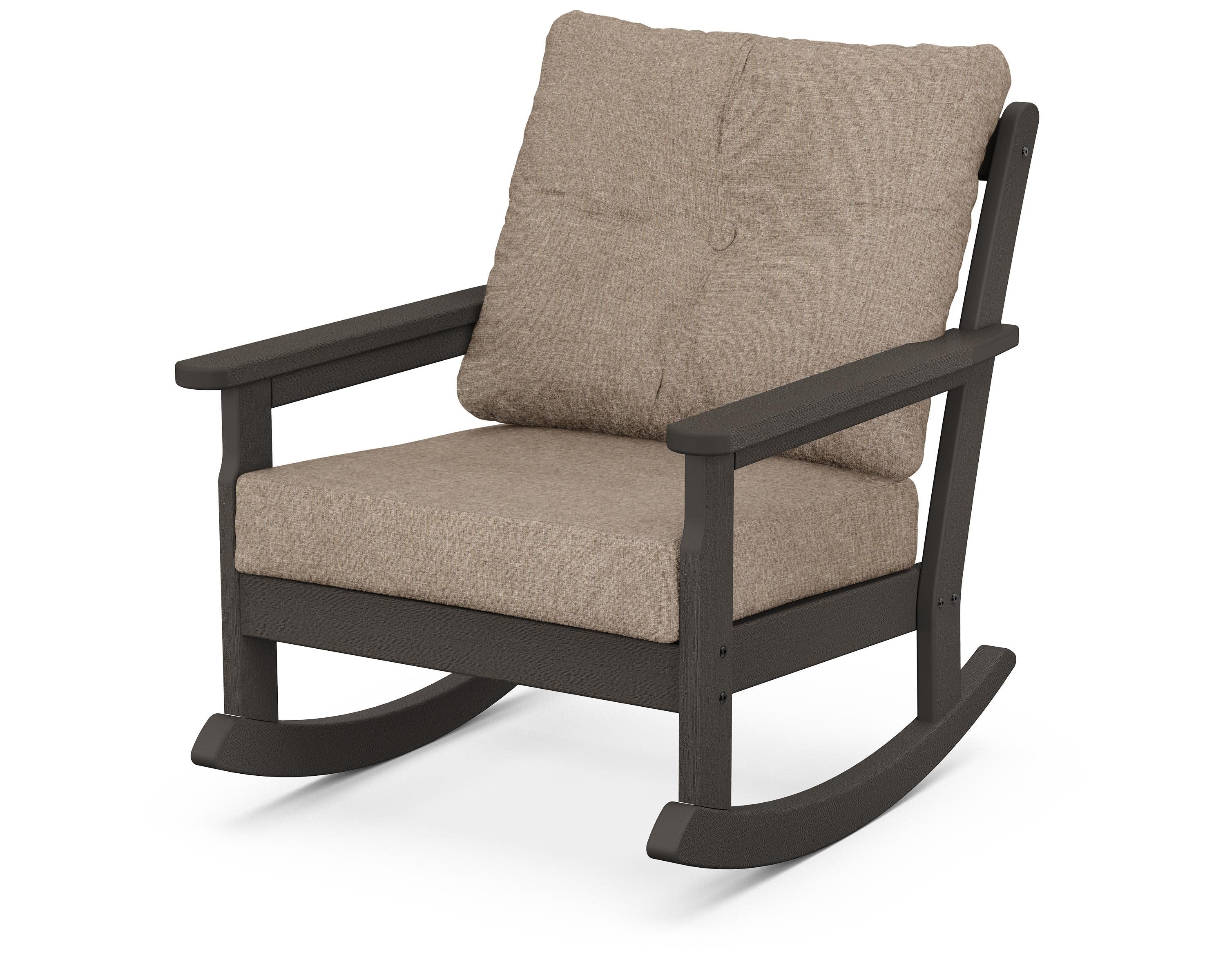 Vineyard Deep Seating Rocking Chair in Vintage Coffee / Spiced Burlap