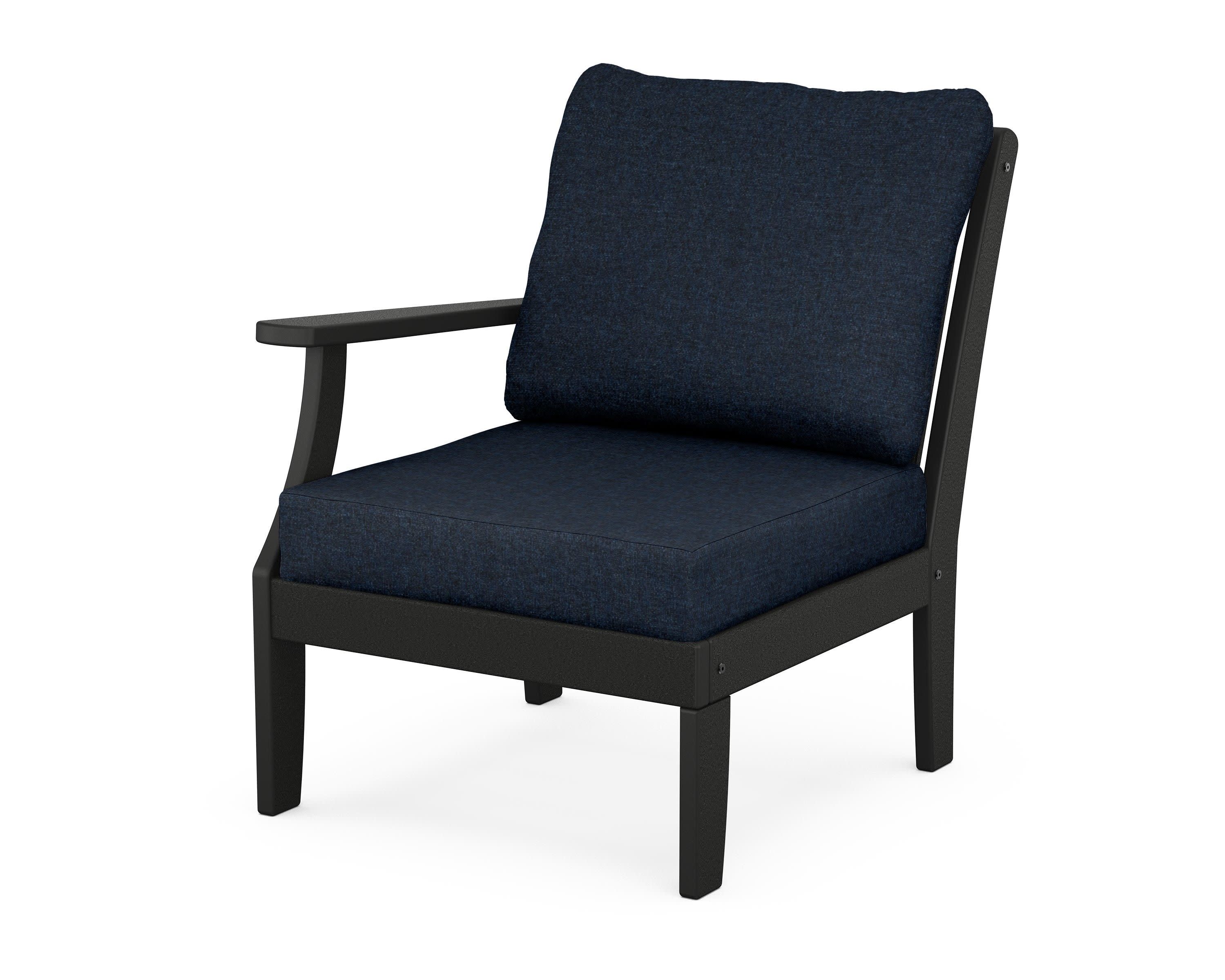 Braxton Modular Left Arm Chair in Black / Marine Indigo