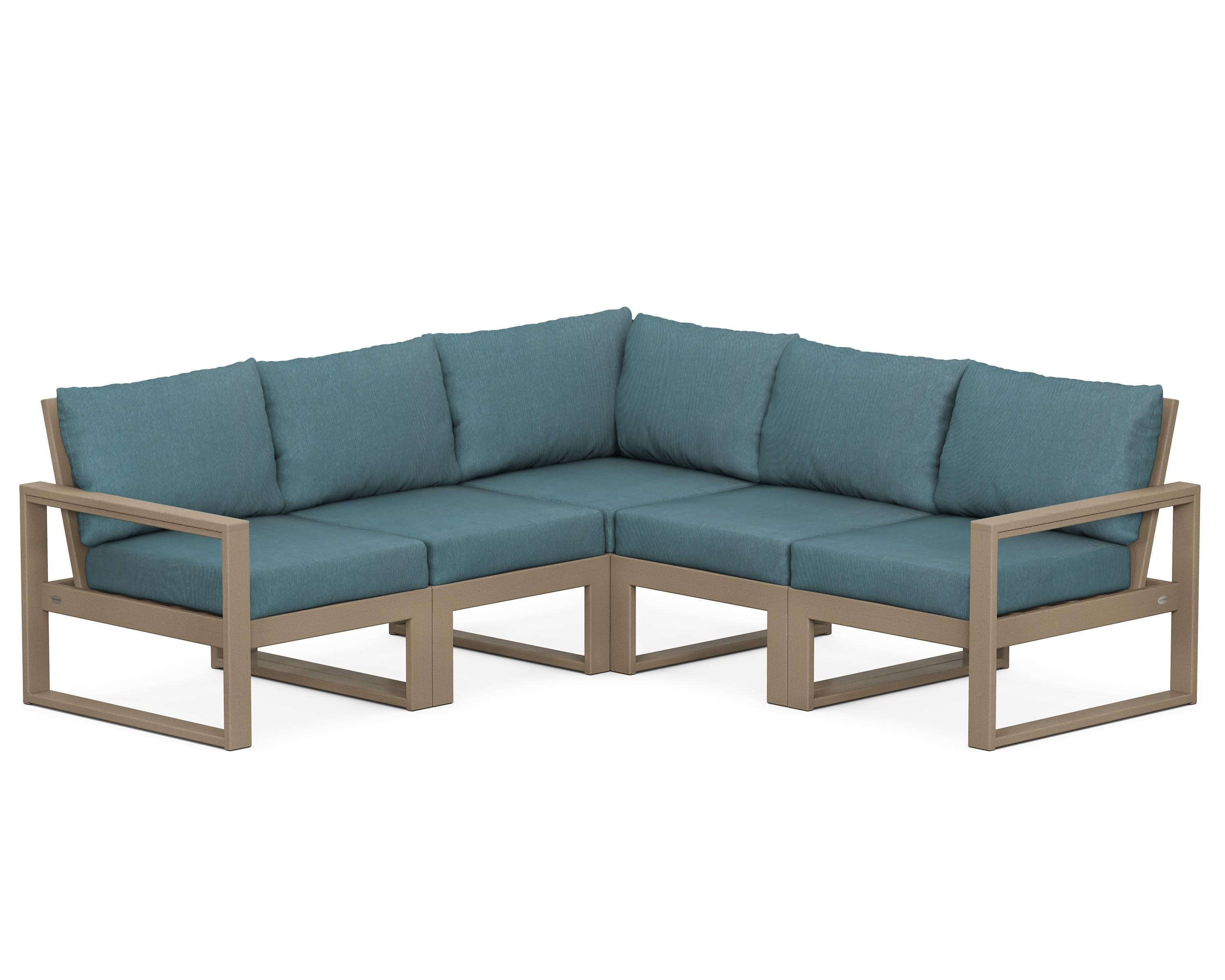 EDGE 5-Piece Modular Deep Seating Set in Vintage Sahara / Ocean Teal