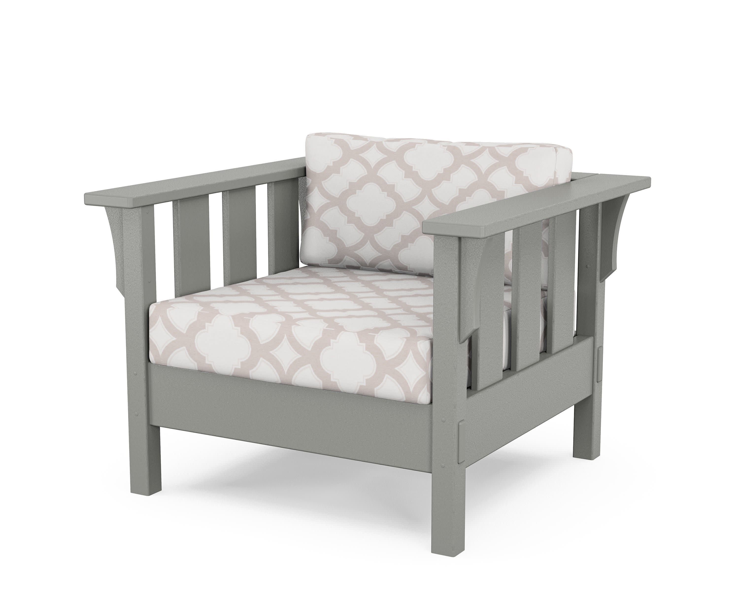 Acadia Deep Seating Chair in Slate Grey / Trellis Dune Burlap