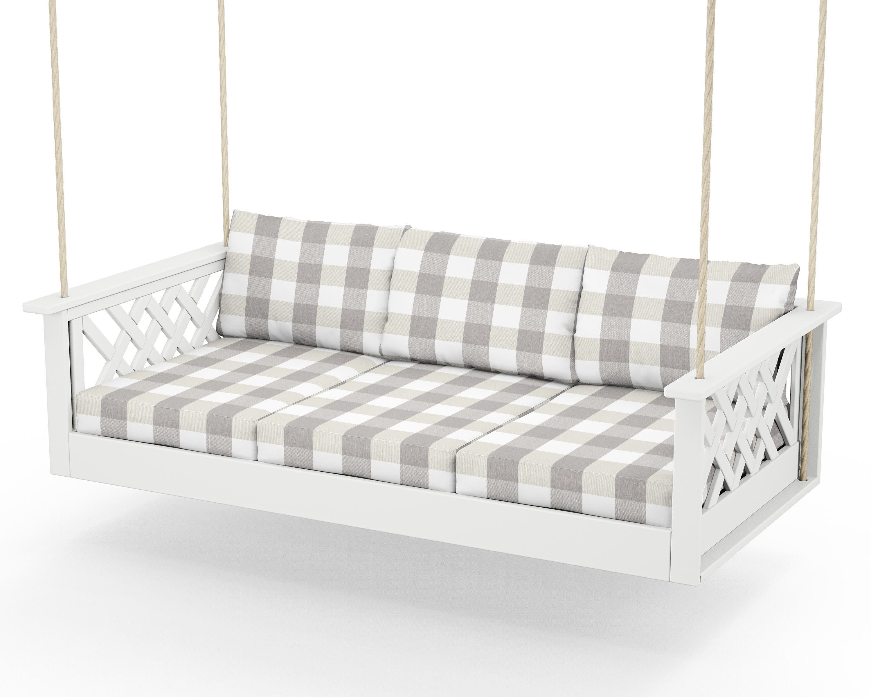 Wovendale Daybed Swing in White / Buffalo Plaid Grey Mist