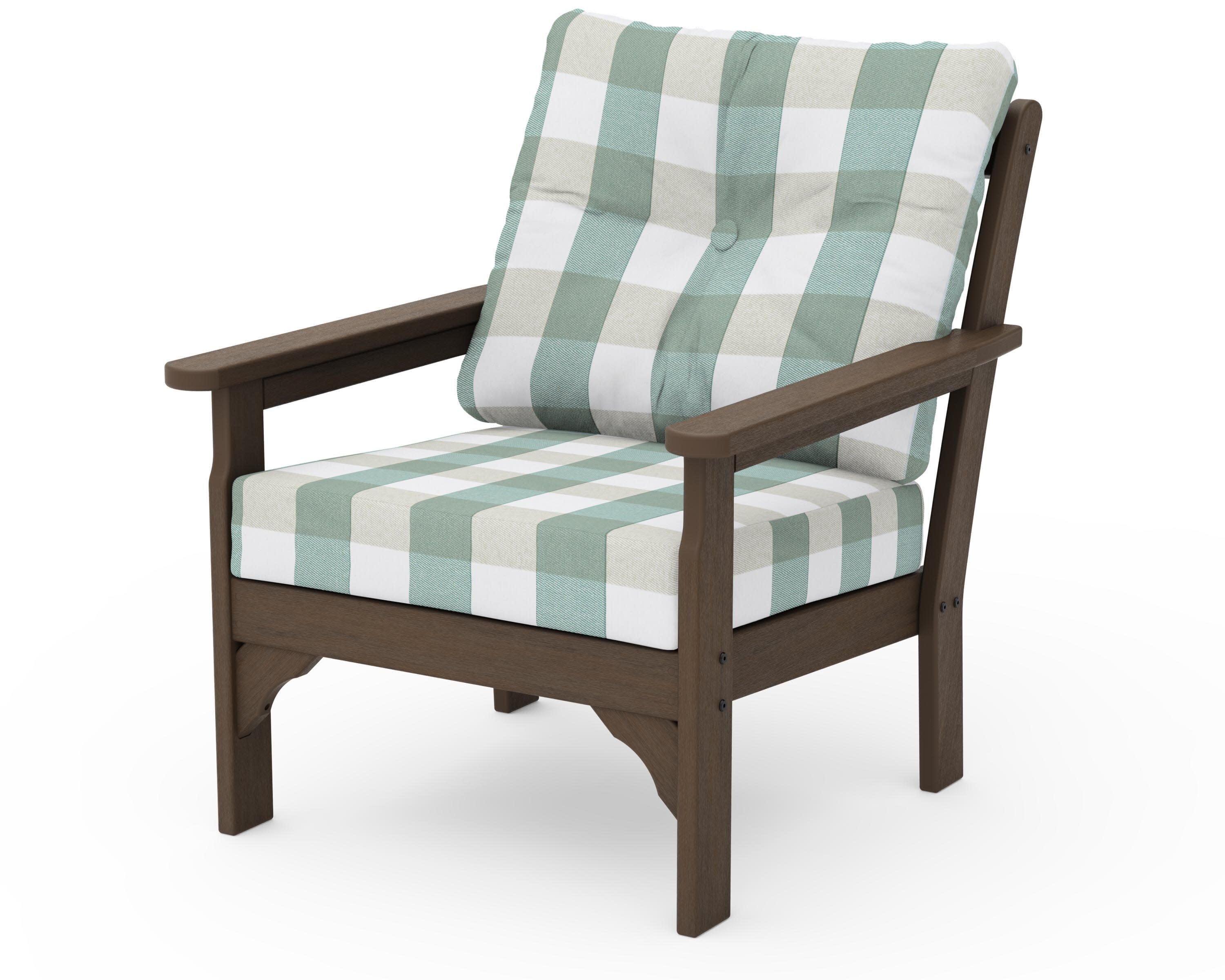 Vineyard Deep Seating Chair in Kona / Buffalo Plaid Glacier Spa