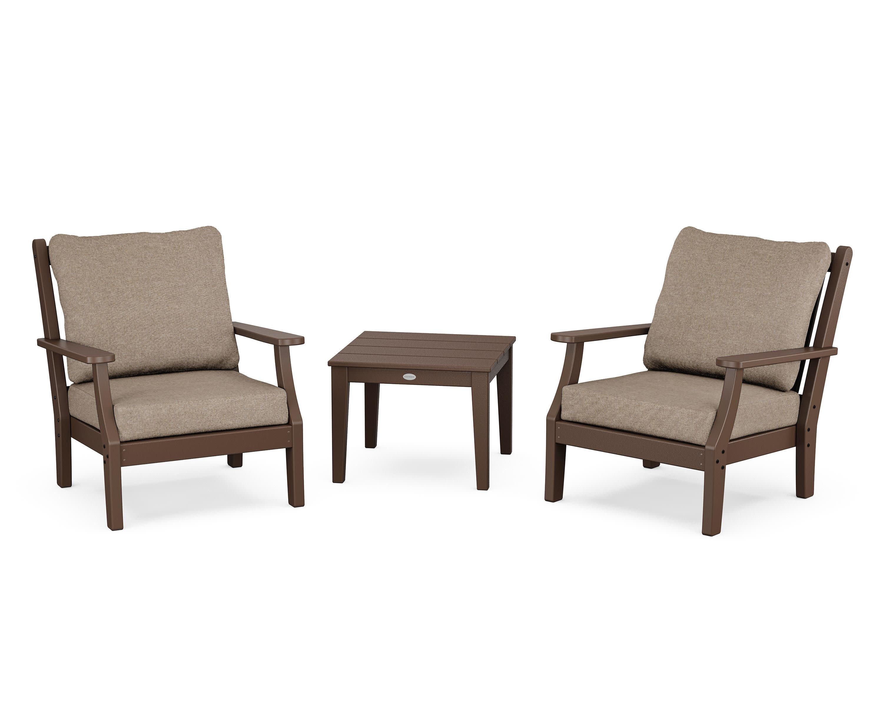 Wovendale 3-Piece Deep Seating Set in Mahogany / Spiced Burlap