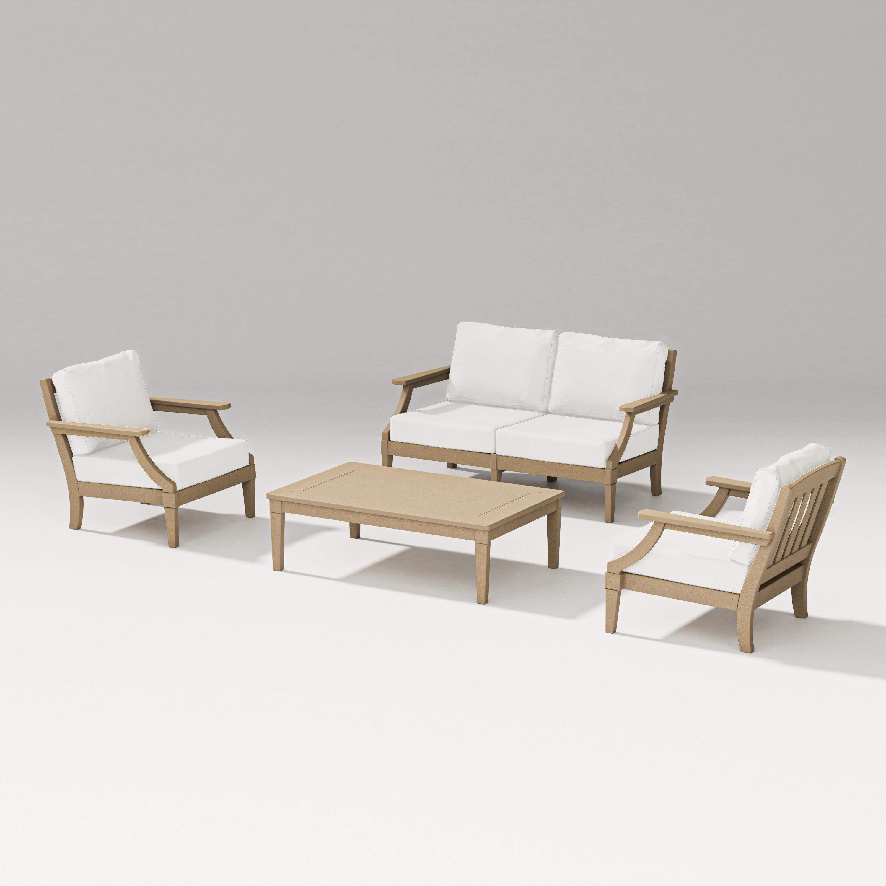 Estate Lounge 4-Piece Loveseat Set in Vintage Sahara / Natural Linen