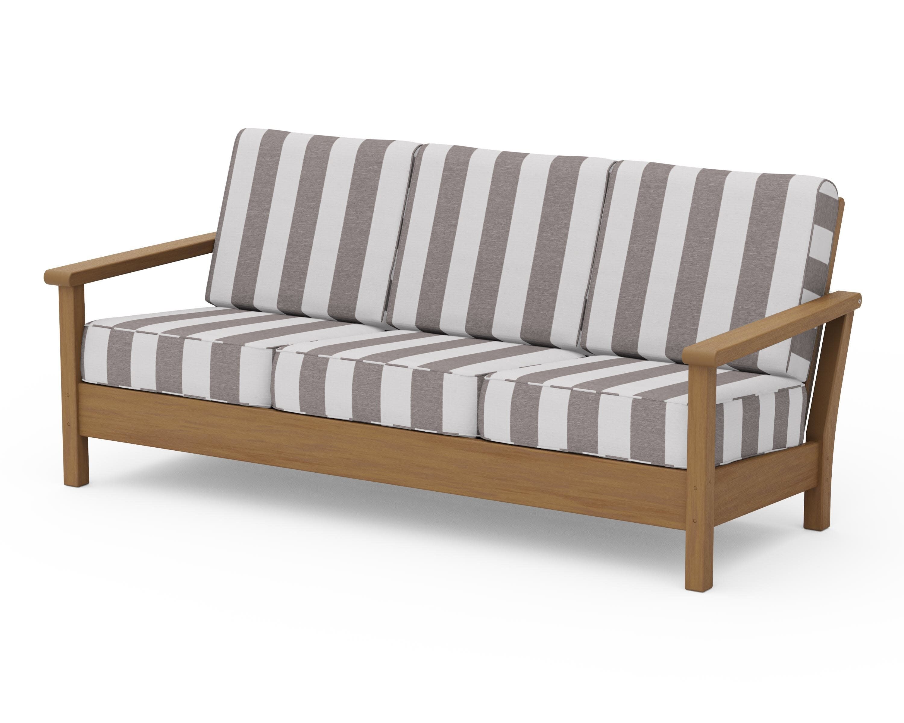 Harbour Deep Seating Sofa in Natural / Cabana Stripe Grey Mist
