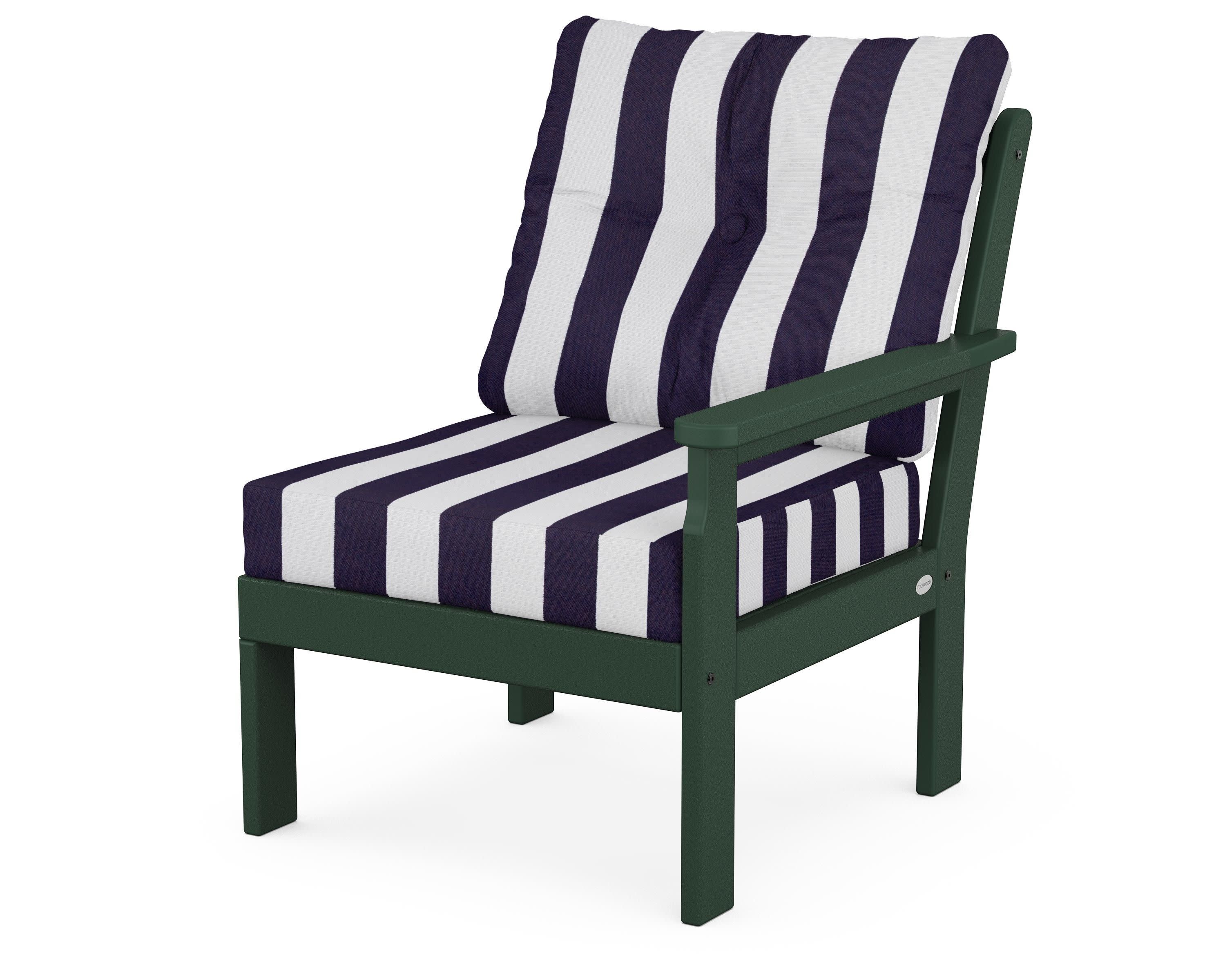 Vineyard Modular Right Arm Chair in Green / Cabana Stripe Navy