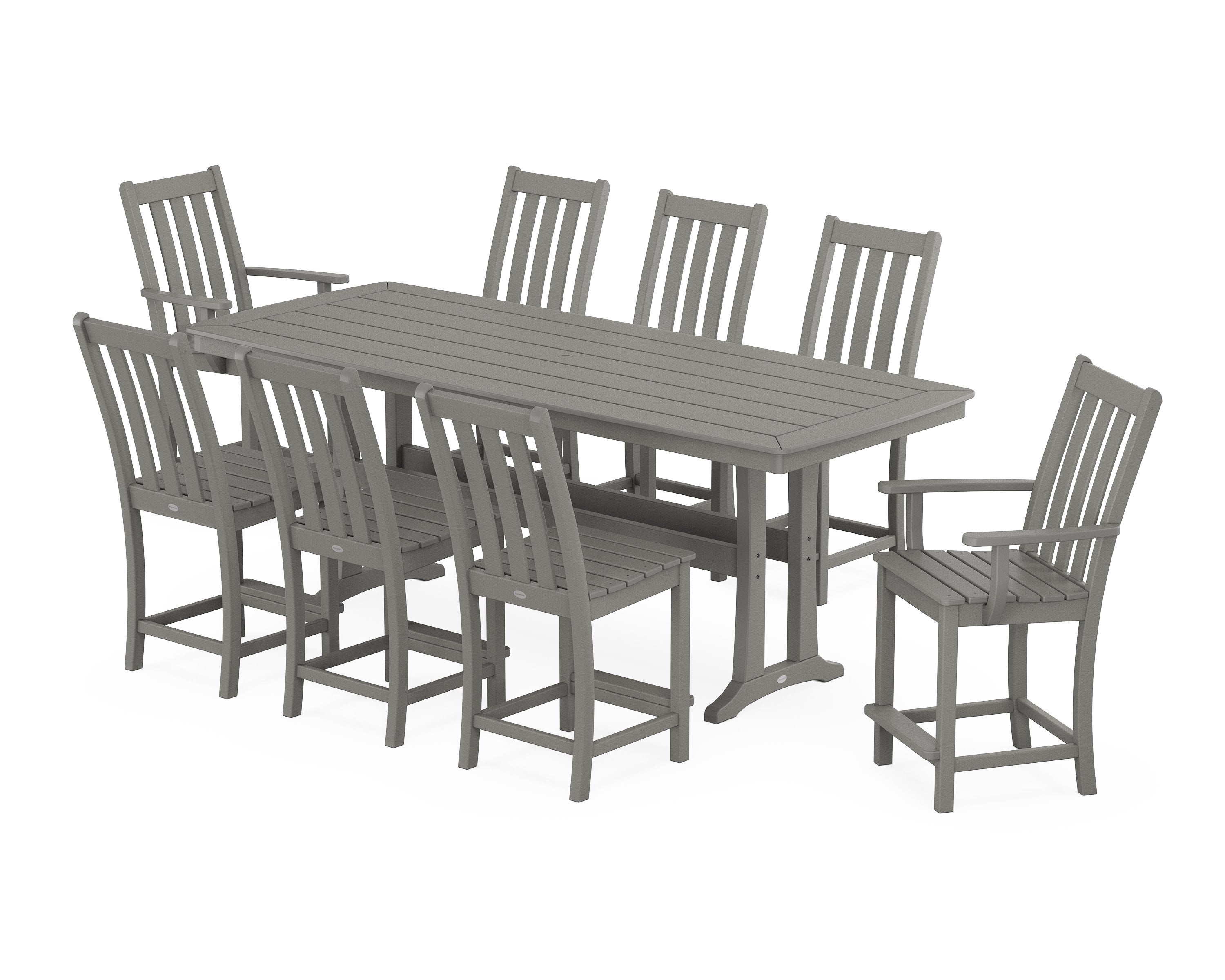 Vineyard 9-Piece Counter Set with Trestle Legs in Slate Grey