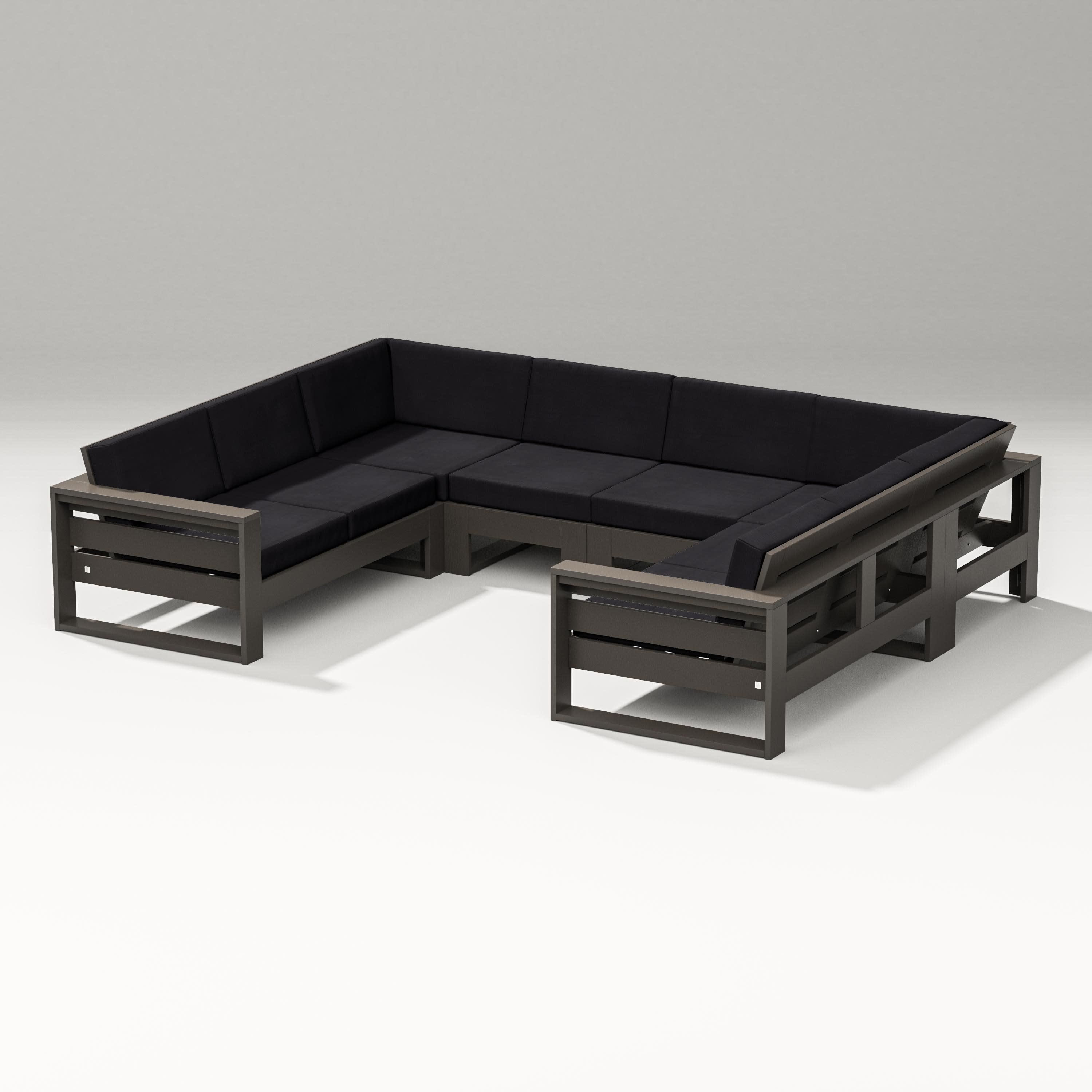 Latitude U-Shaped Sectional in Vintage Coffee / Midnight Linen