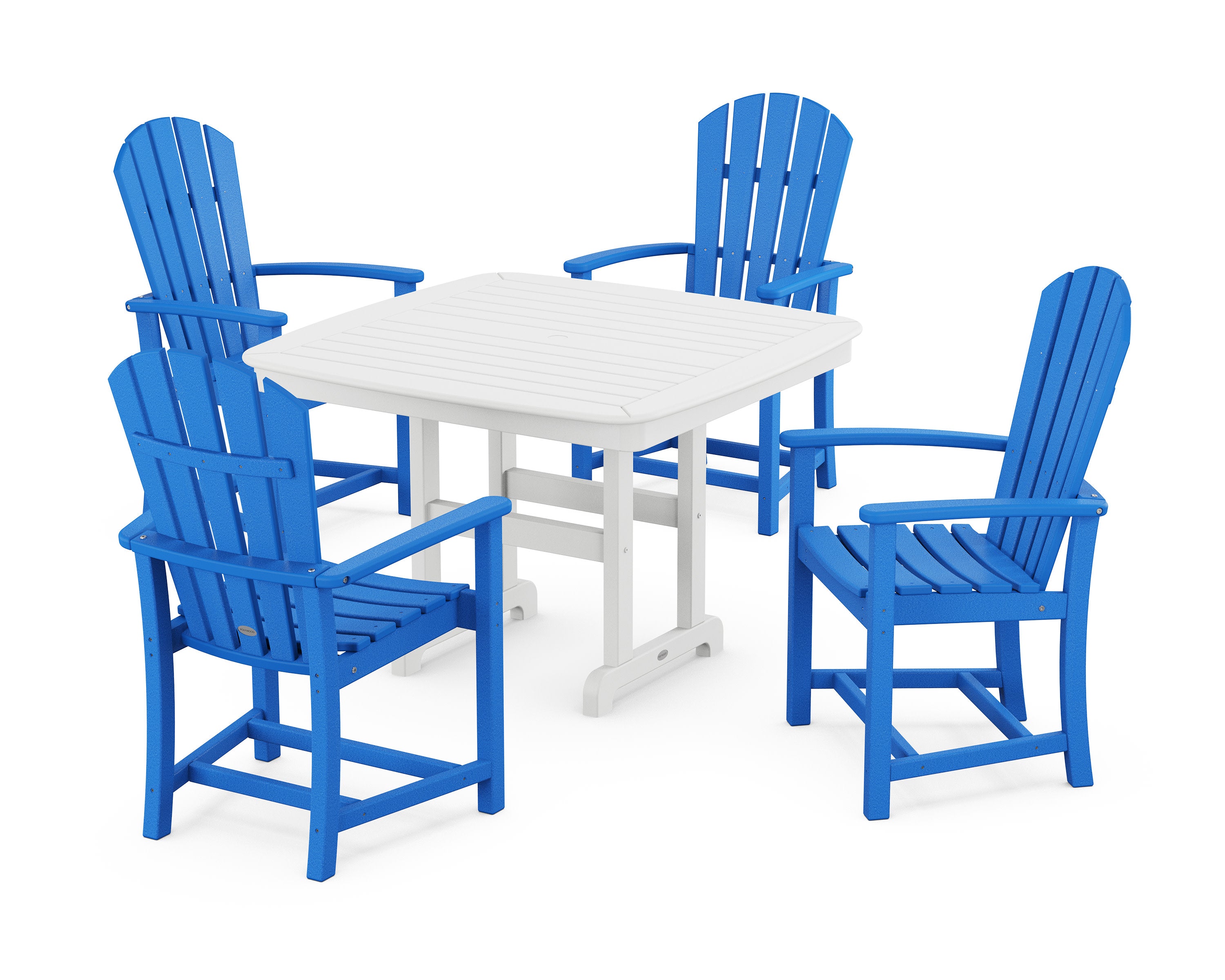 Palm Coast 5-Piece Dining Set with Trestle Legs in Pacific Blue / White