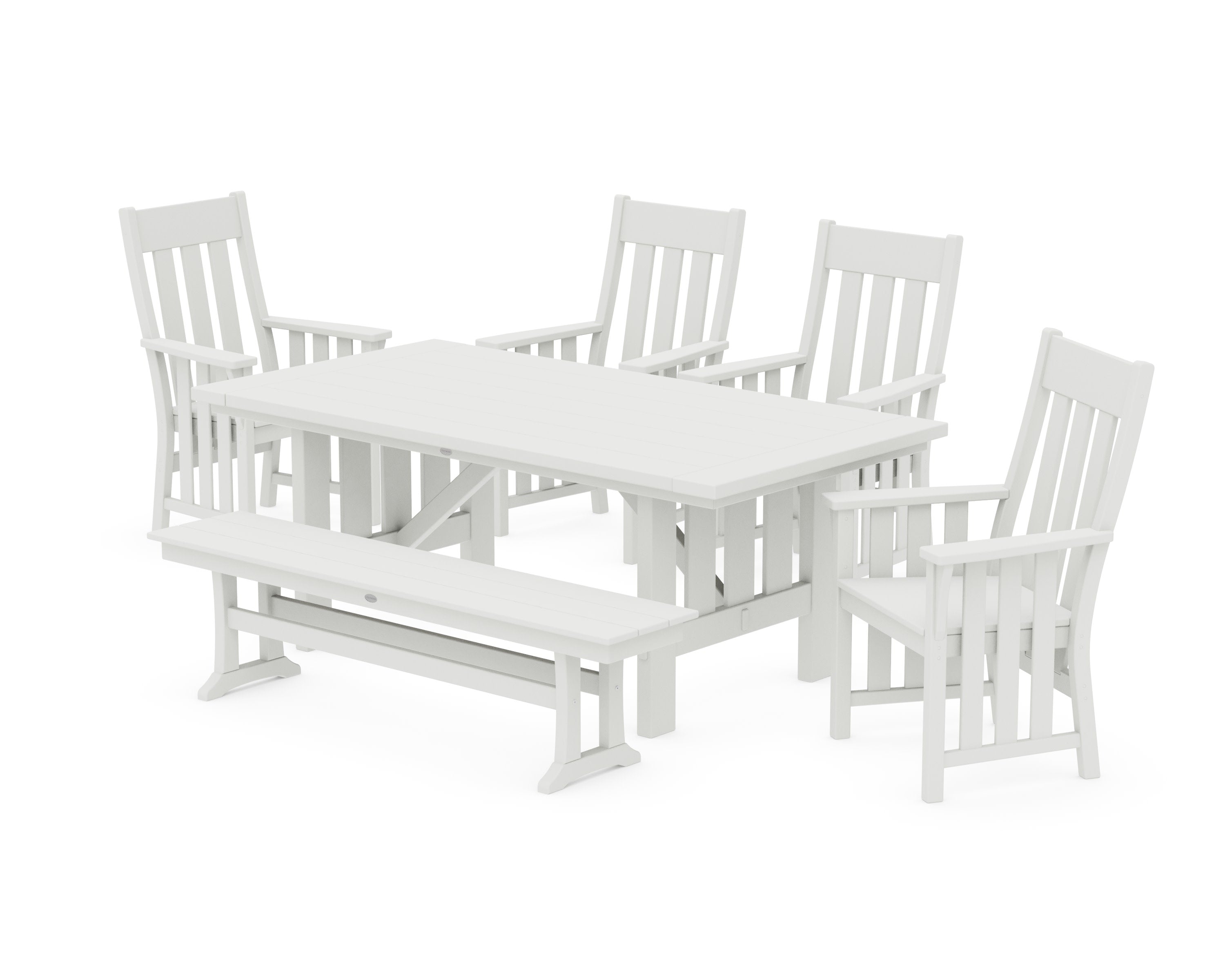 Acadia 6-Piece Dining Set with Bench in Vintage White