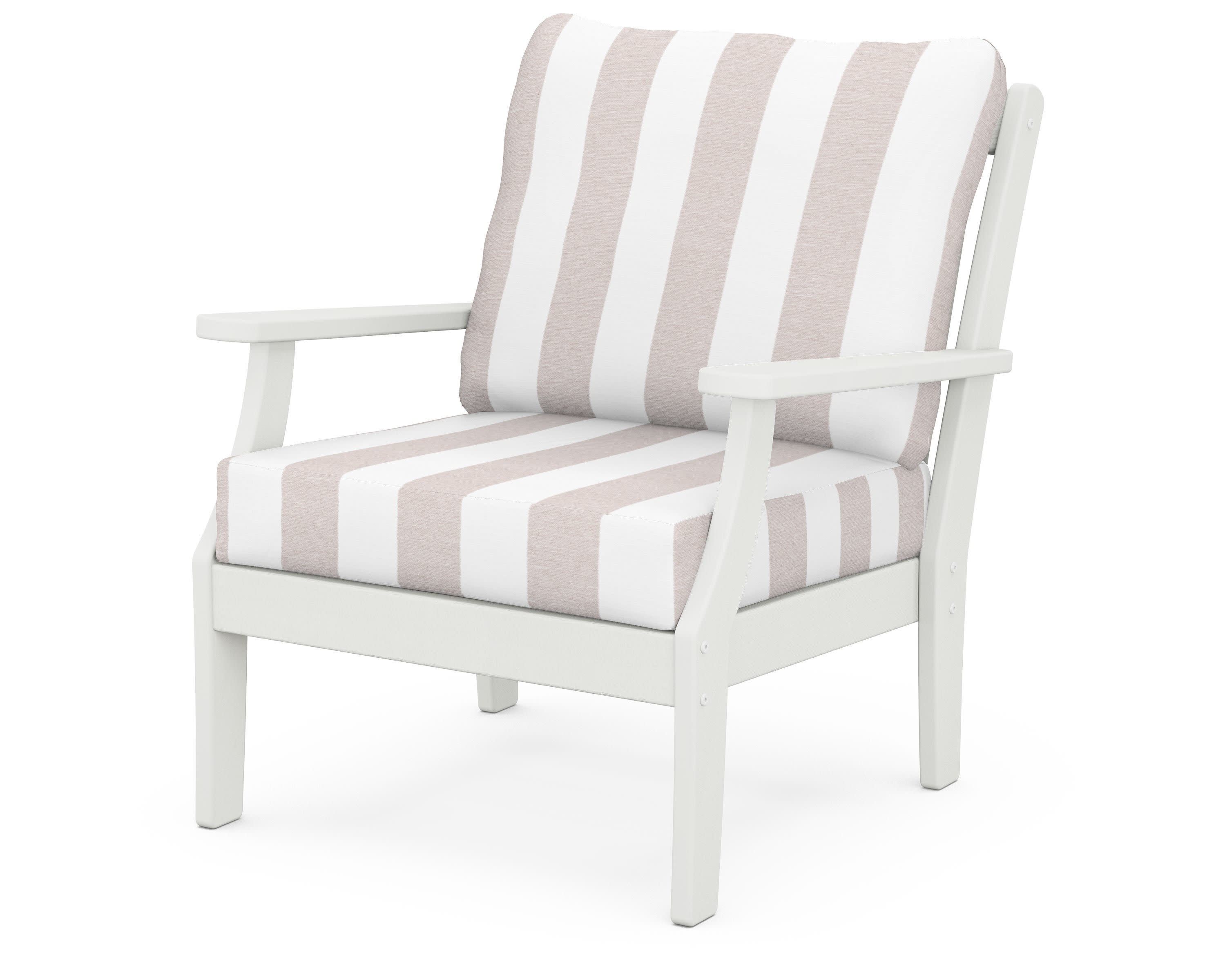 Braxton Deep Seating Chair in Vintage White / Cabana Stripe Dune Burlap