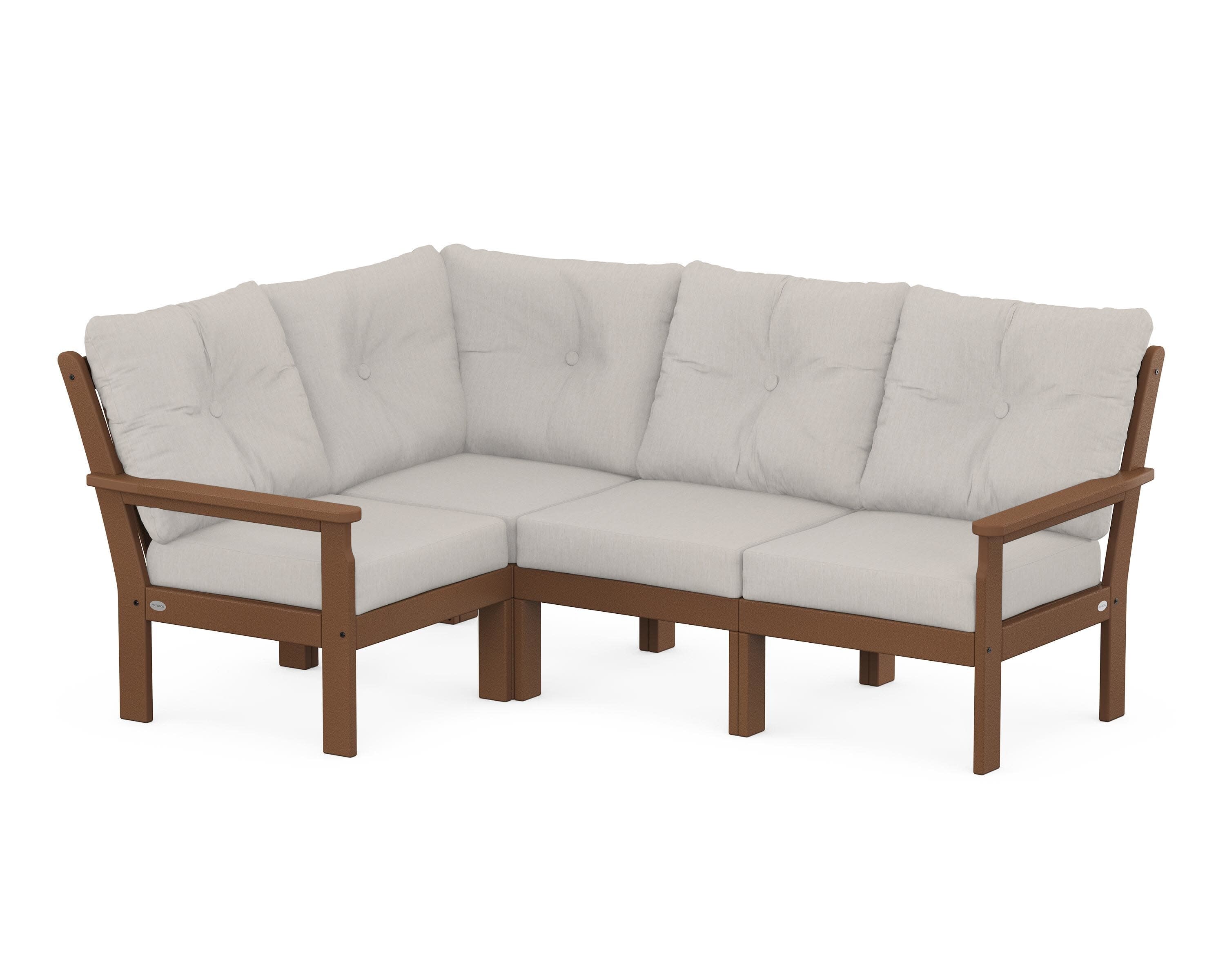 Vineyard 4-Piece Sectional in Teak / Cast Ash