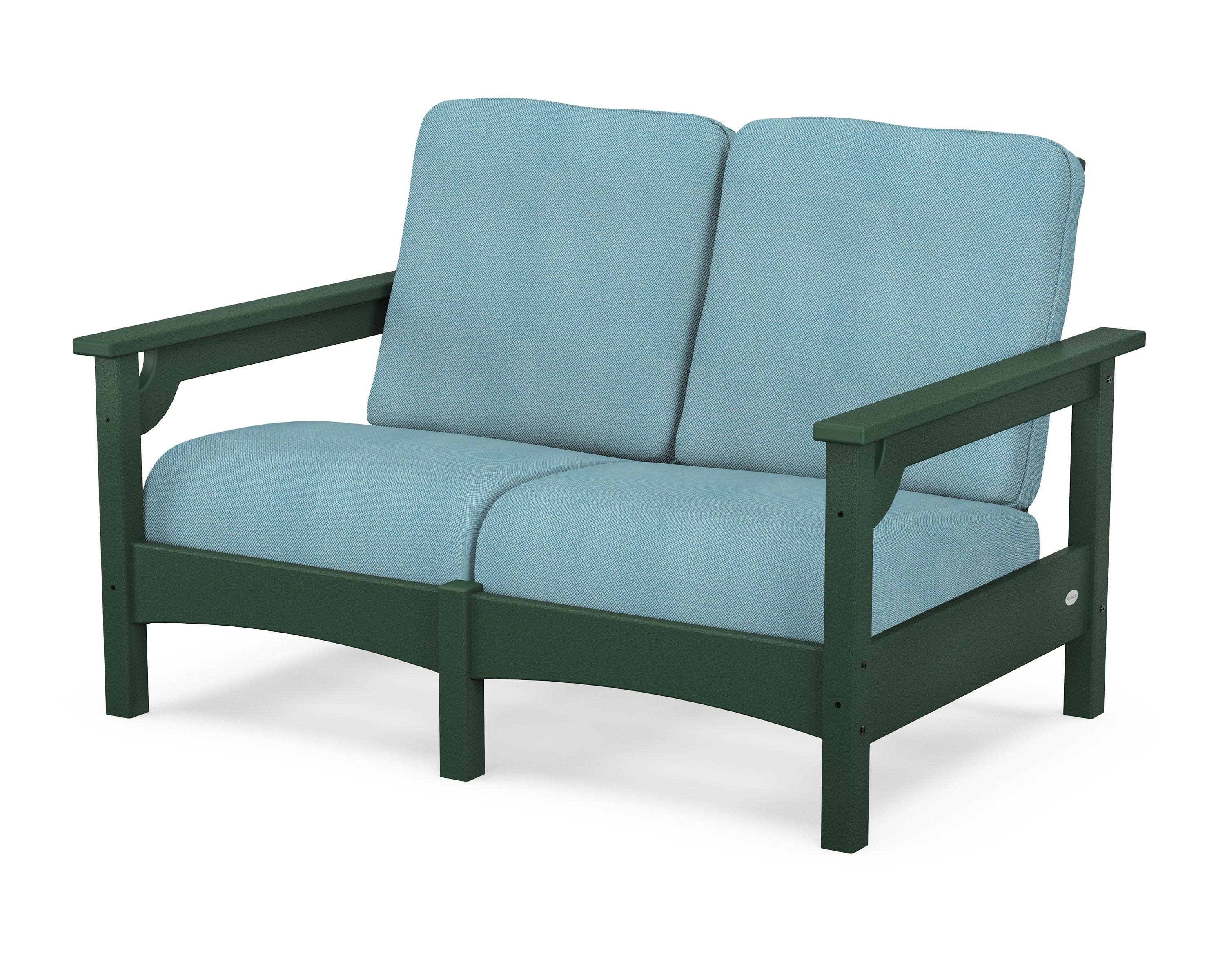 Club Loveseat in Green / Lattice Sky Blue