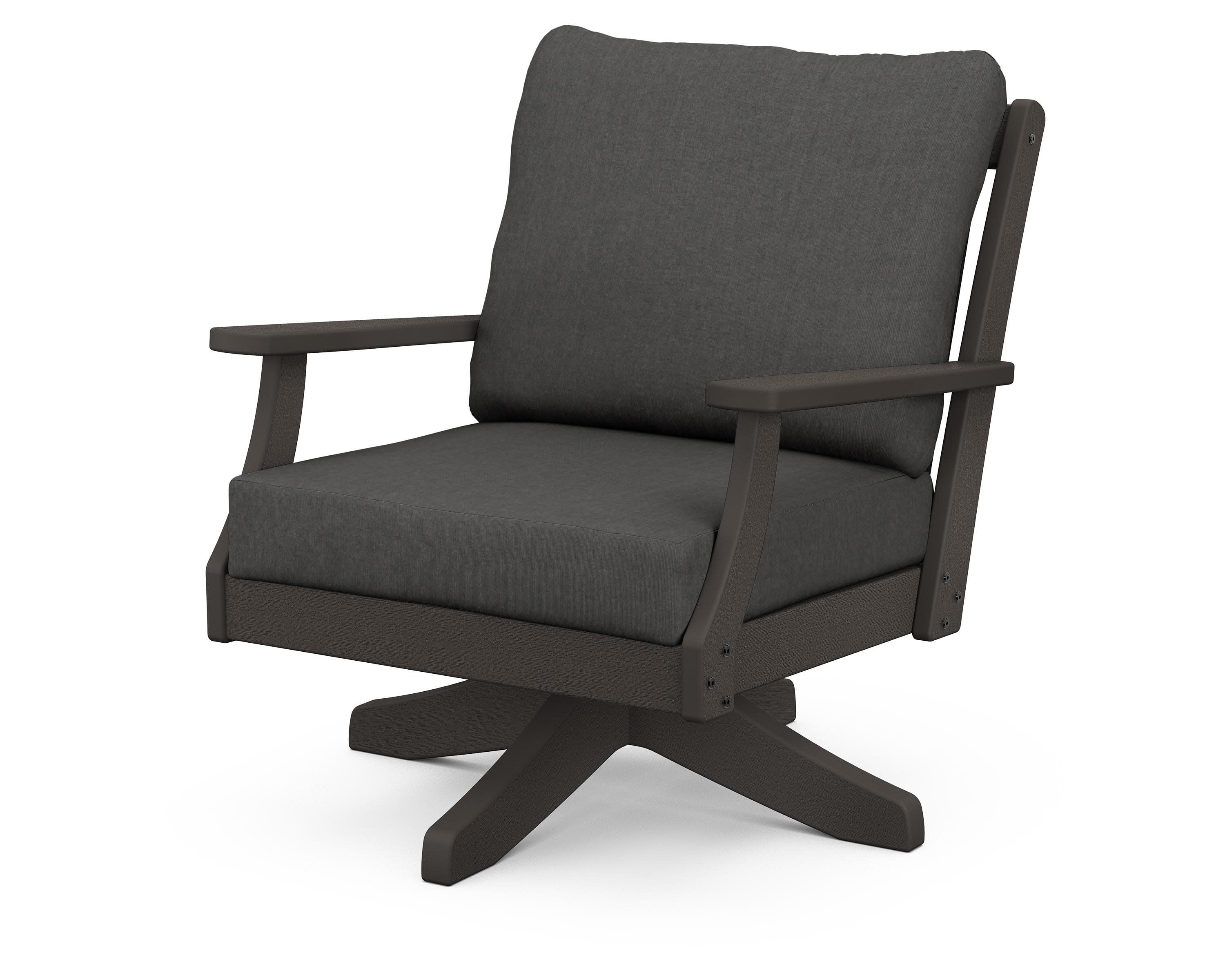 Braxton Deep Seating Swivel Chair in Vintage Coffee / Spectrum Carbon