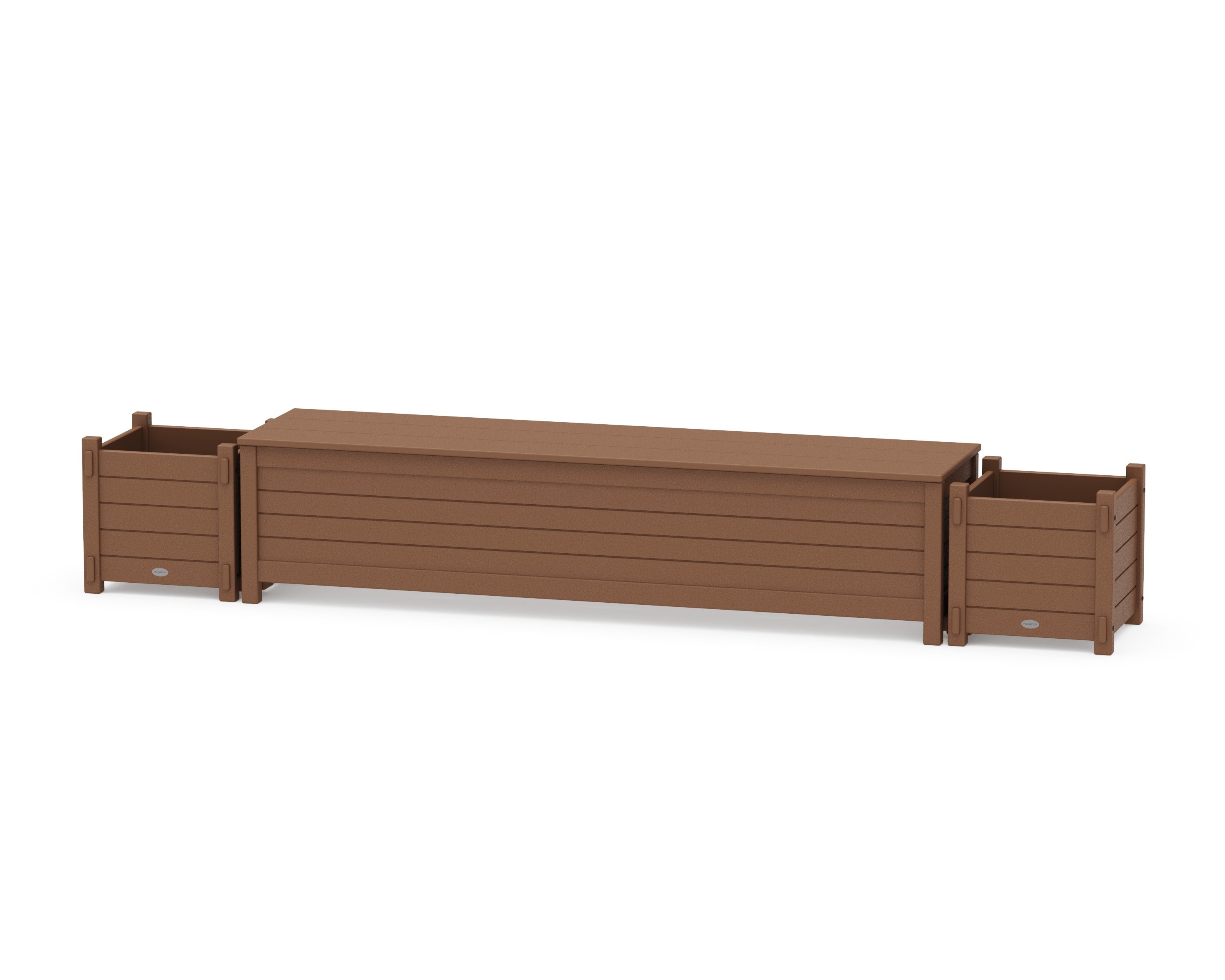 72" Nautical Straight Planter Storage Bench Set in Teak