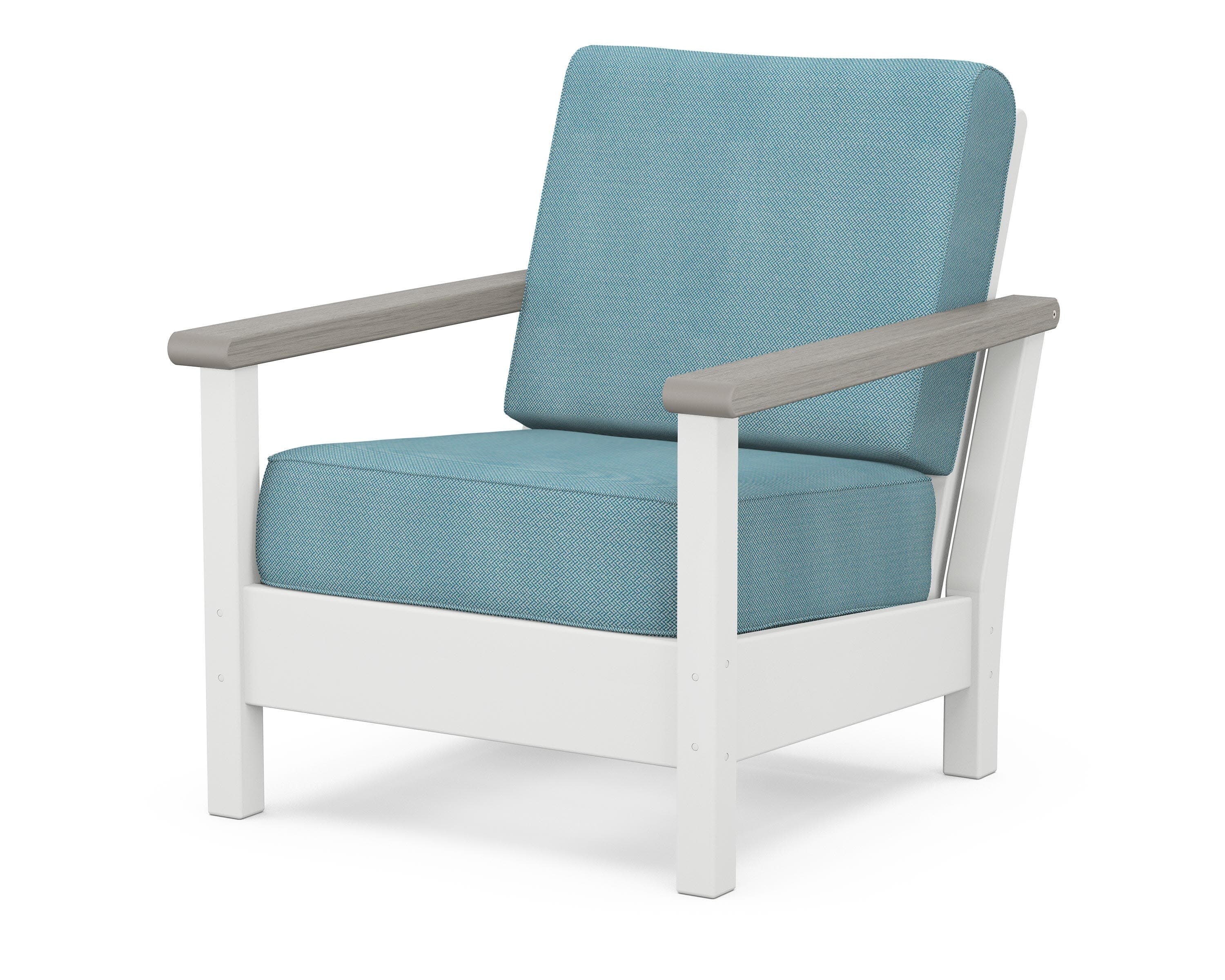 Harbour Deep Seating Chair in White / Driftwood / Lattice Sky Blue