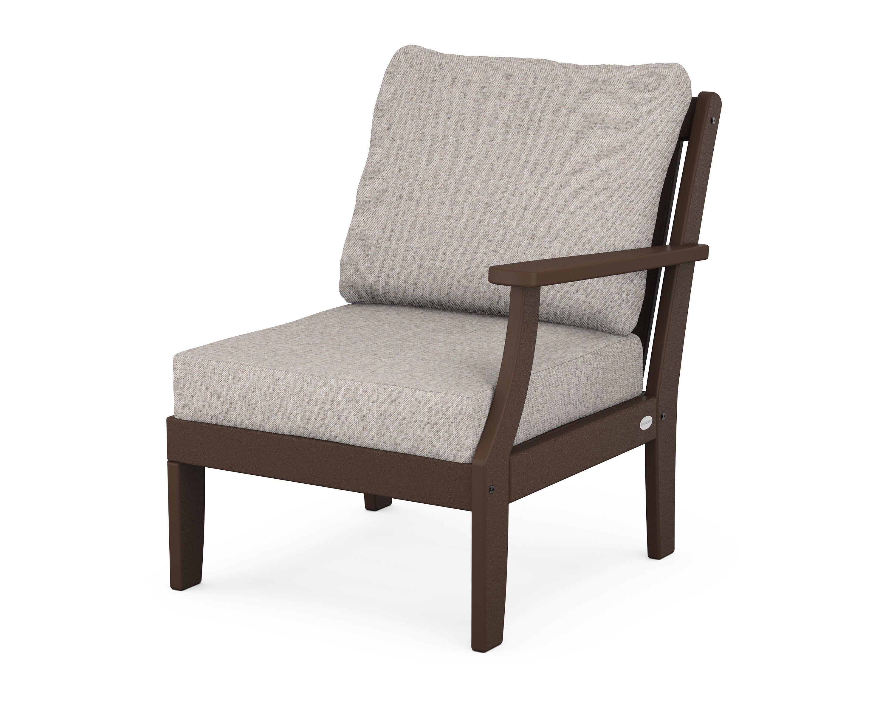 Braxton Modular Right Arm Chair in Mahogany / Weathered Tweed