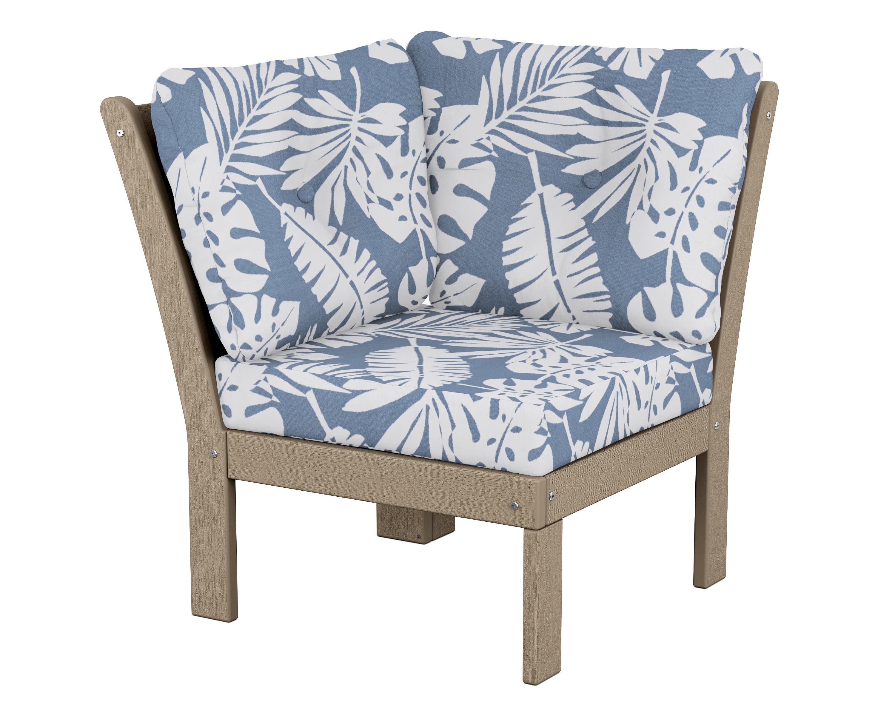 Vineyard Modular Corner Chair in Vintage Sahara / Leaf Sky Blue