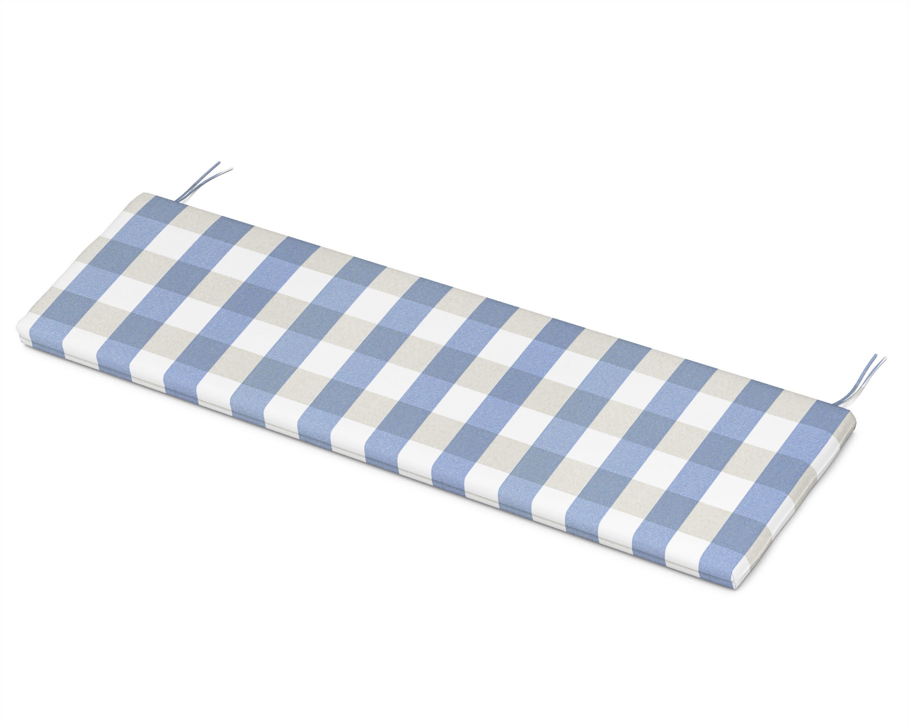 Bench Seat Cushion - 17.5"D x 57.5"W x 2.5"H in Buffalo Plaid Sky Blue
