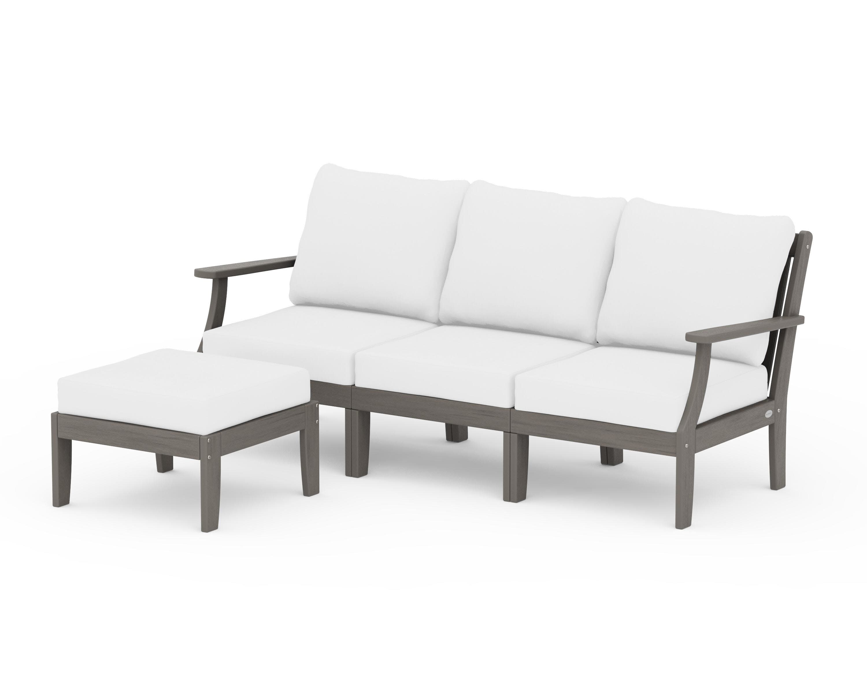 Braxton Modular 4-Piece Deep Seating Set with Ottoman in Driftwood / Natural