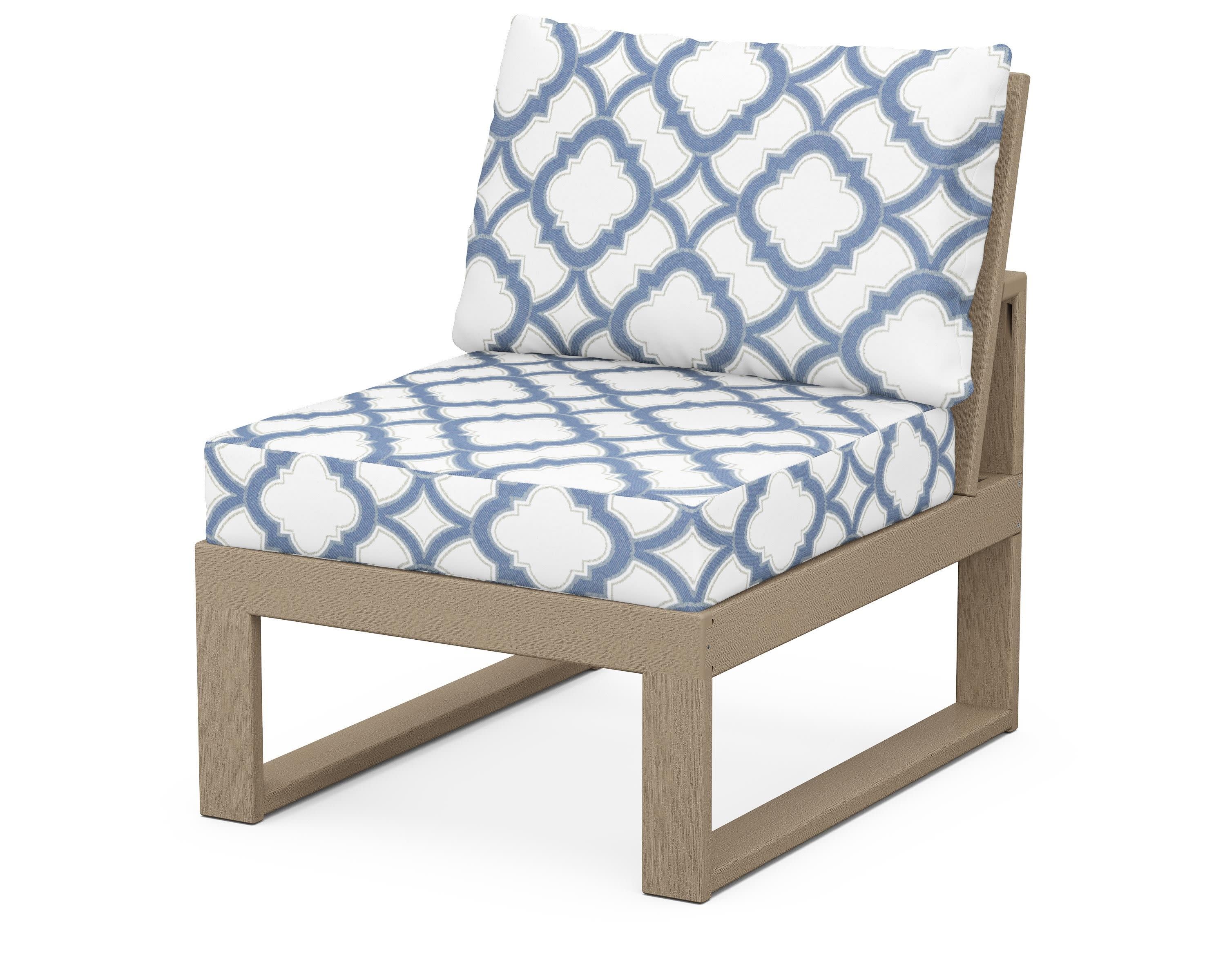 Modular Armless Chair in Vintage Sahara / Trellis Sky Blue