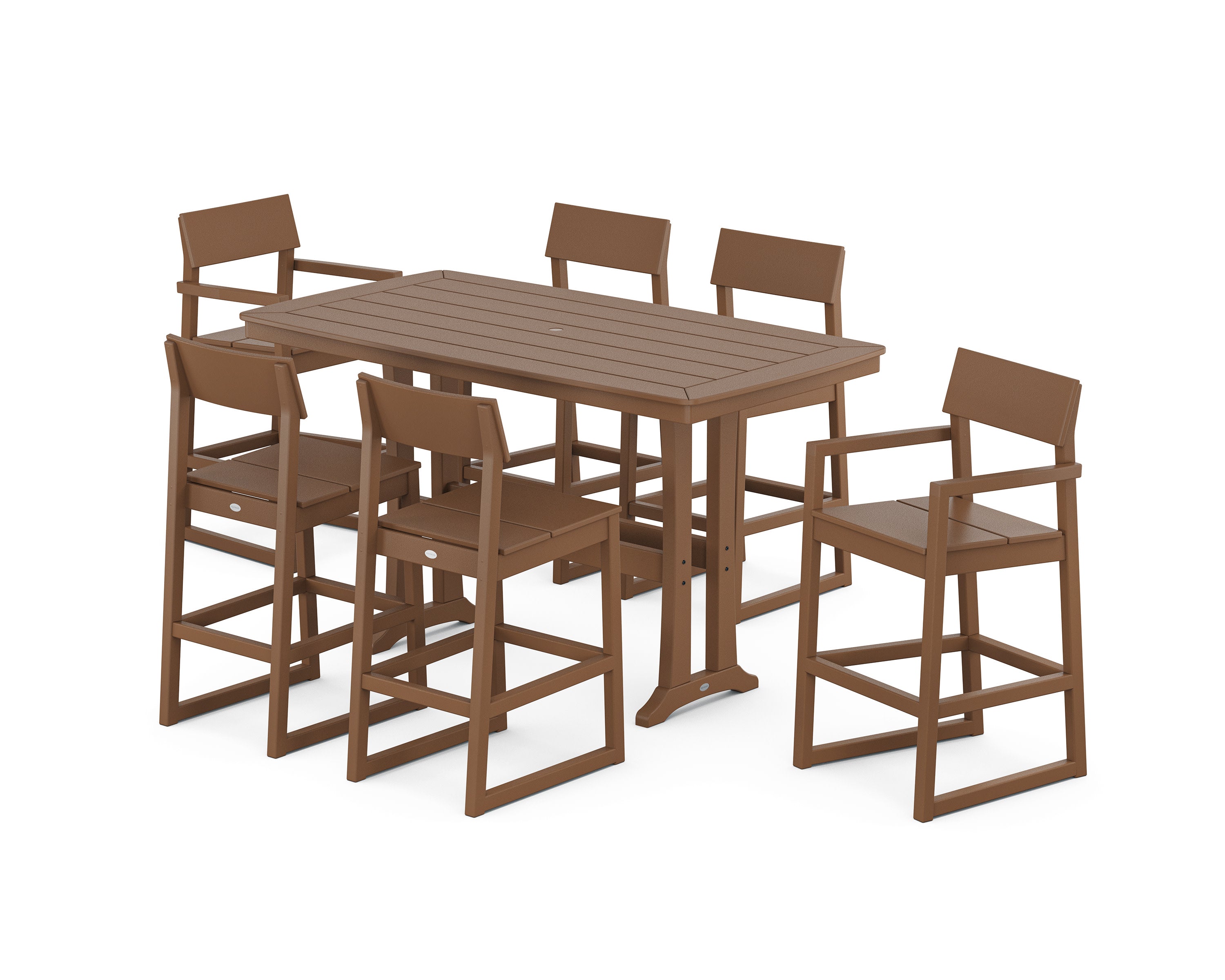 EDGE 7-Piece Bar Set with Trestle Legs in Teak