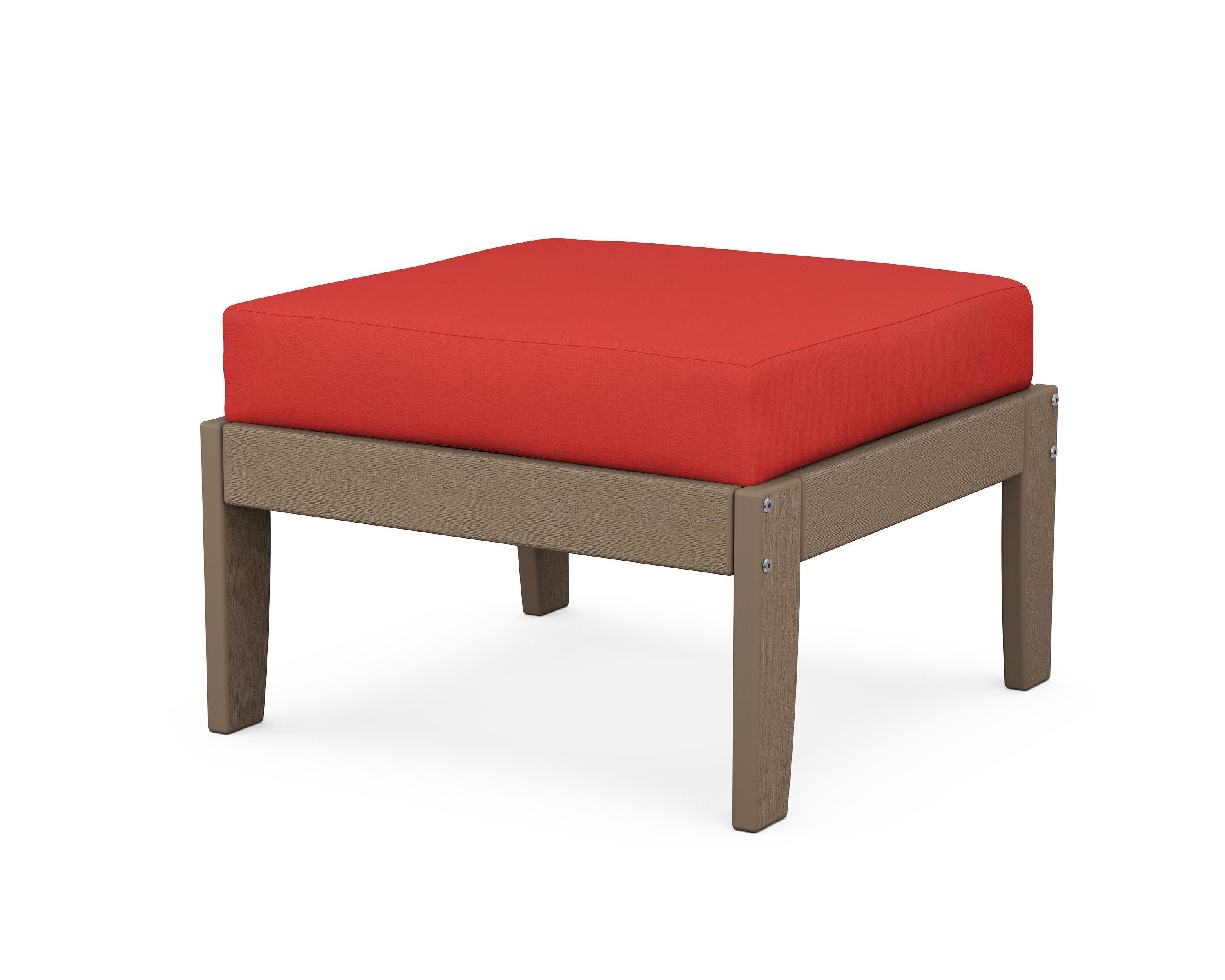 Modular Ottoman - Classic in Vintage Sahara / Crimson Linen