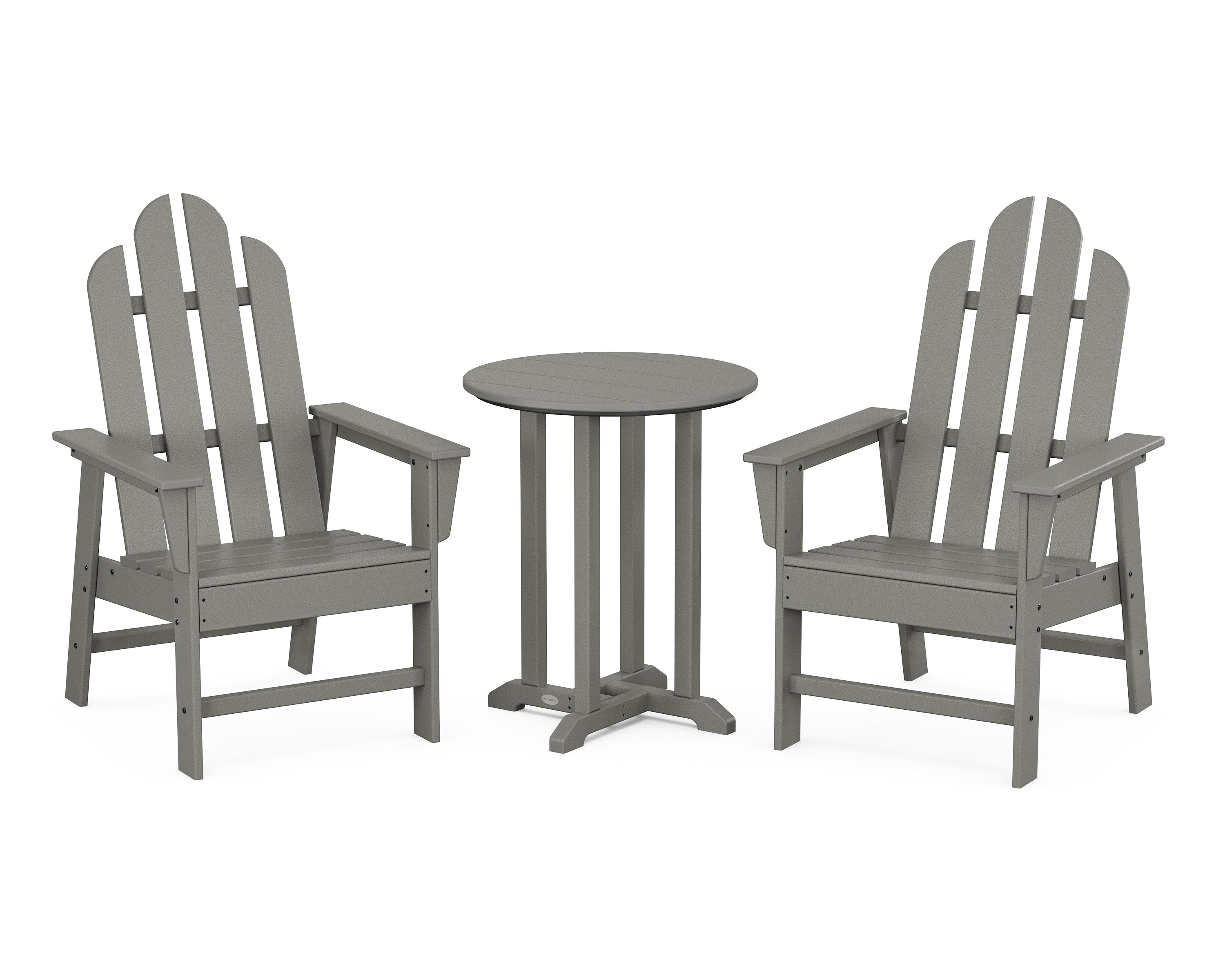 Long Island 3-Piece Round Bistro Dining Set in Slate Grey