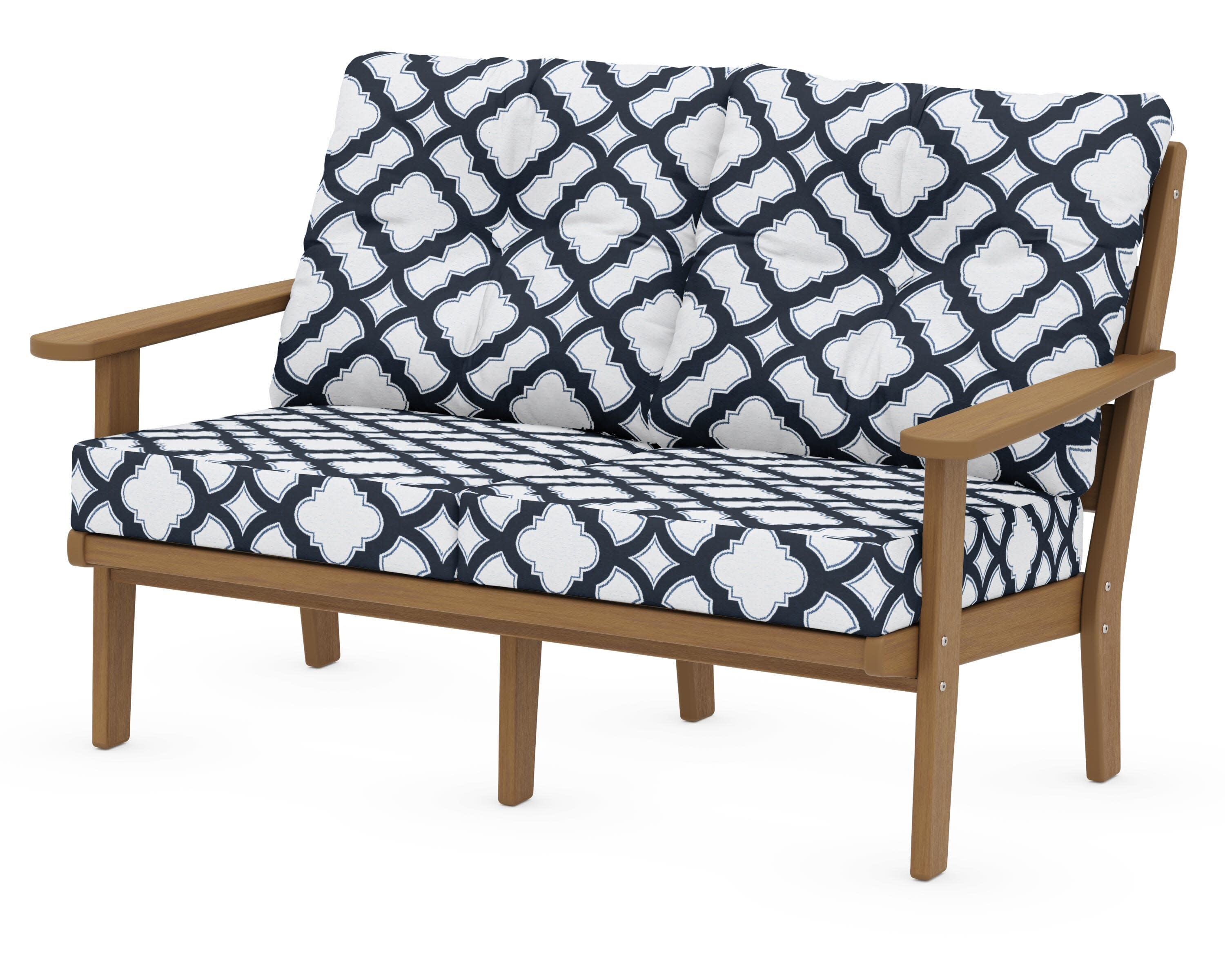Lakeside Deep Seating Loveseat in Natural / Trellis Marine Indigo