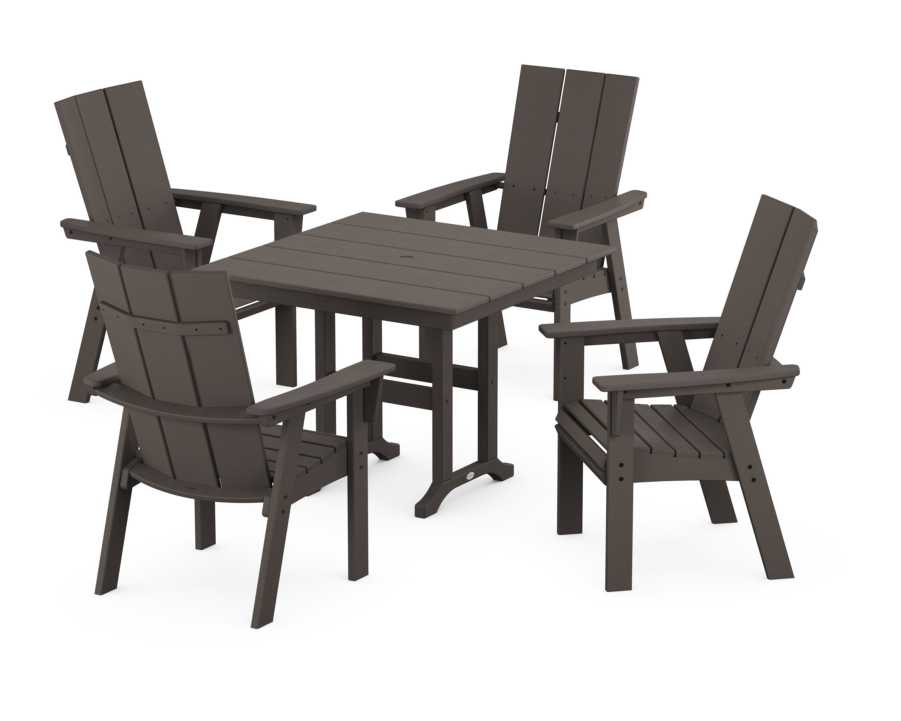 Modern Adirondack 5-Piece Farmhouse Dining Set in Vintage Coffee