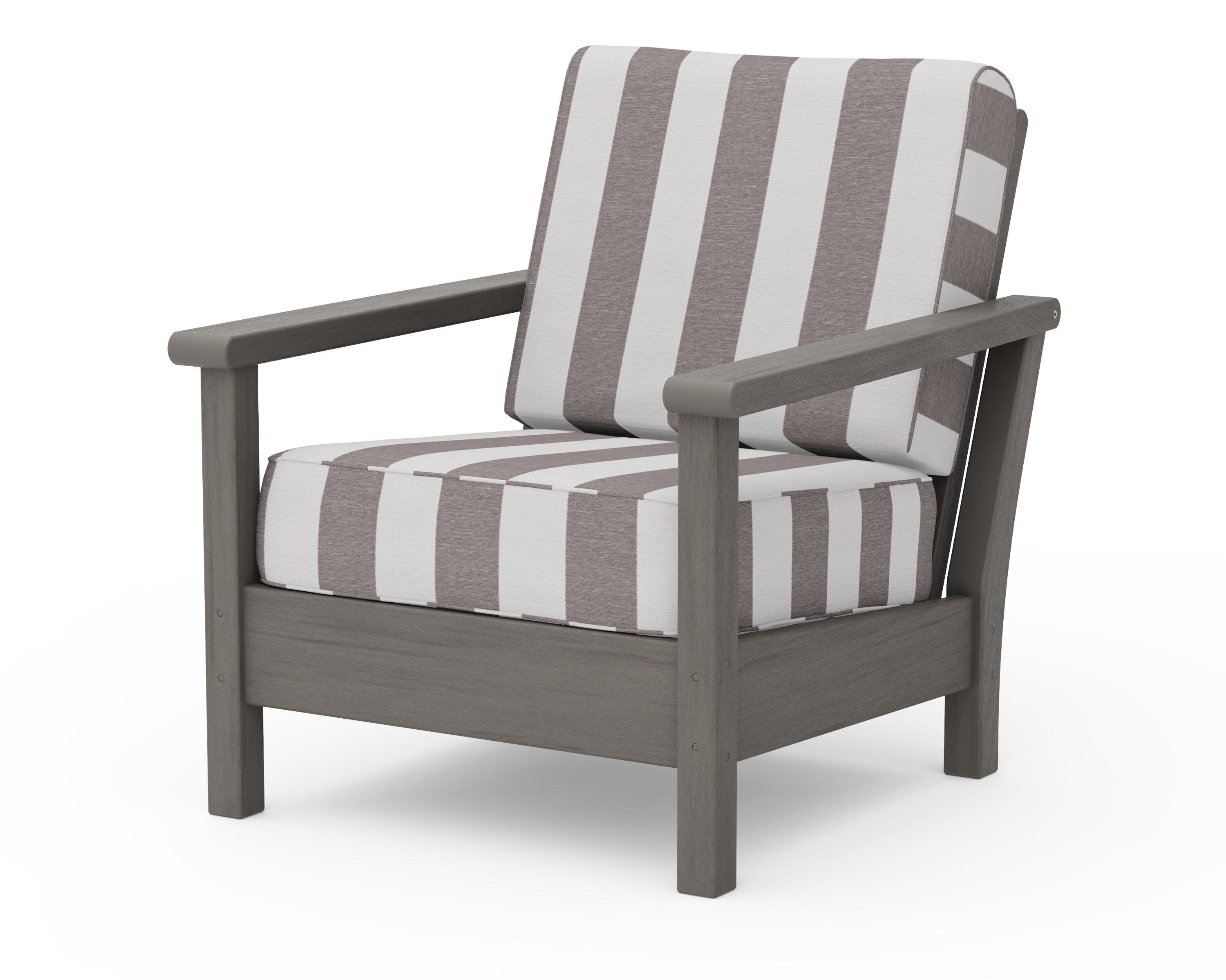 Harbour Deep Seating Chair in Driftwood / Cabana Stripe Grey Mist
