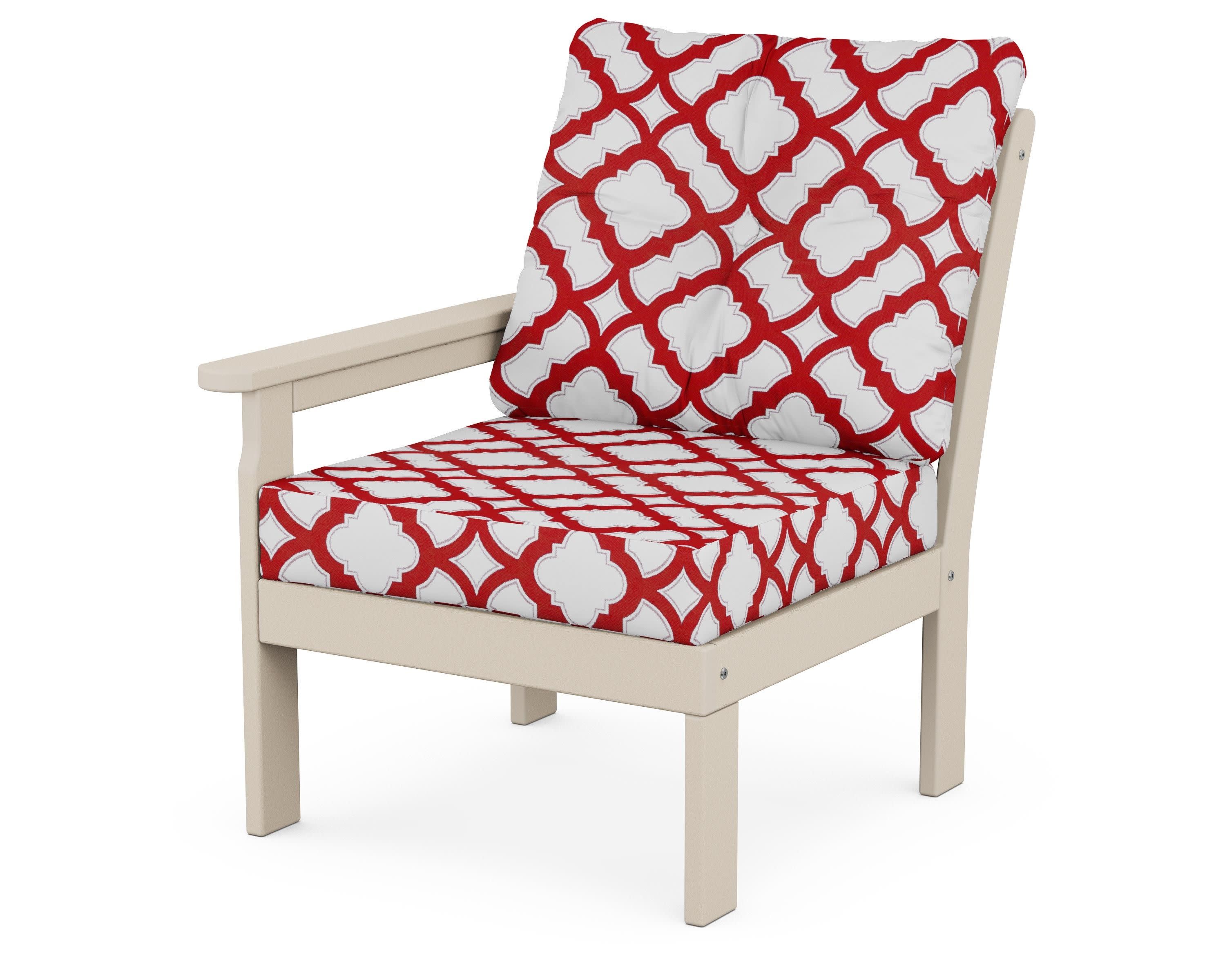 Vineyard Modular Left Arm Chair in Sand / Trellis Crimson