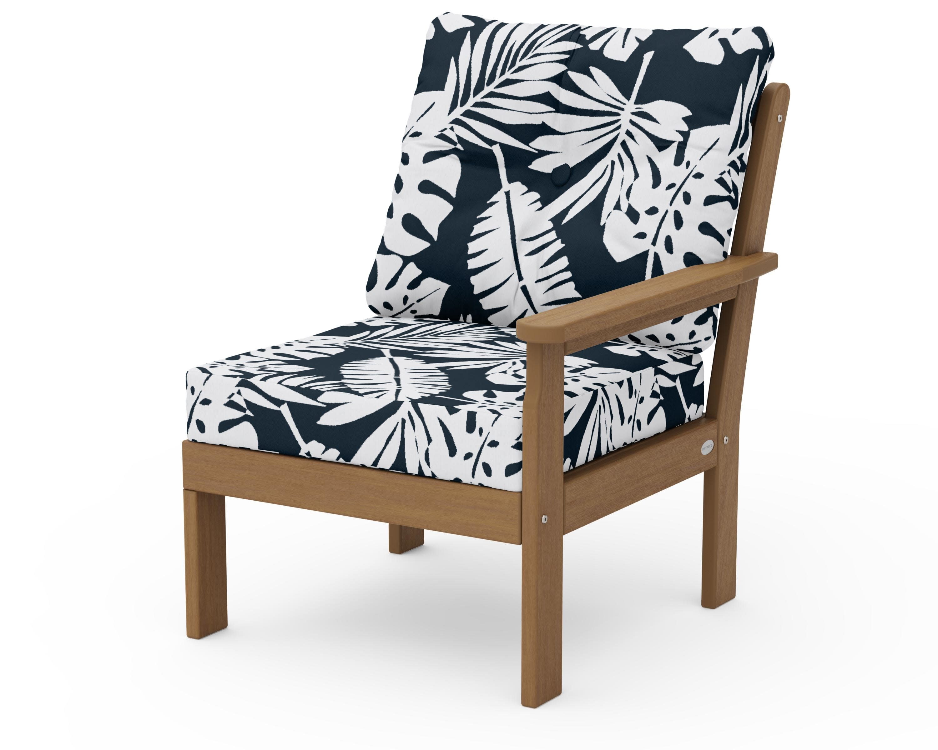 Vineyard Modular Right Arm Chair in Natural / Leaf Marine Indigo