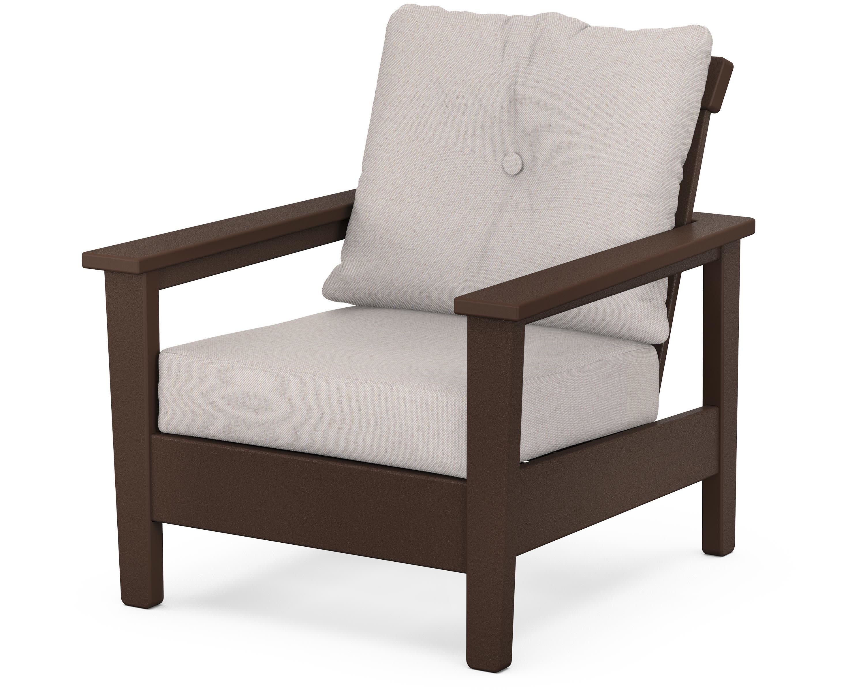 Prescott Deep Seating Chair in Mahogany / Dune Burlap
