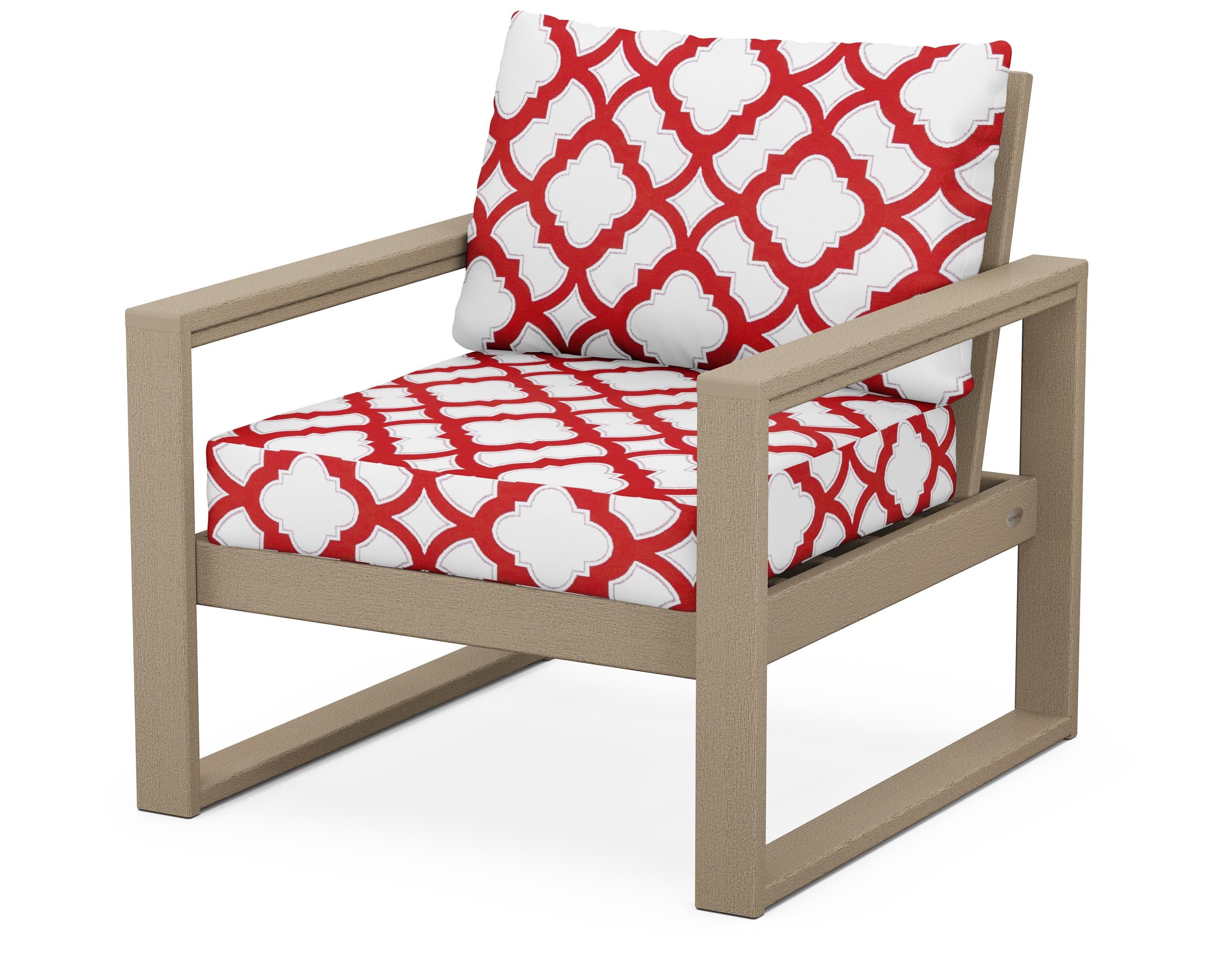 EDGE Club Chair in Vintage Sahara / Trellis Crimson