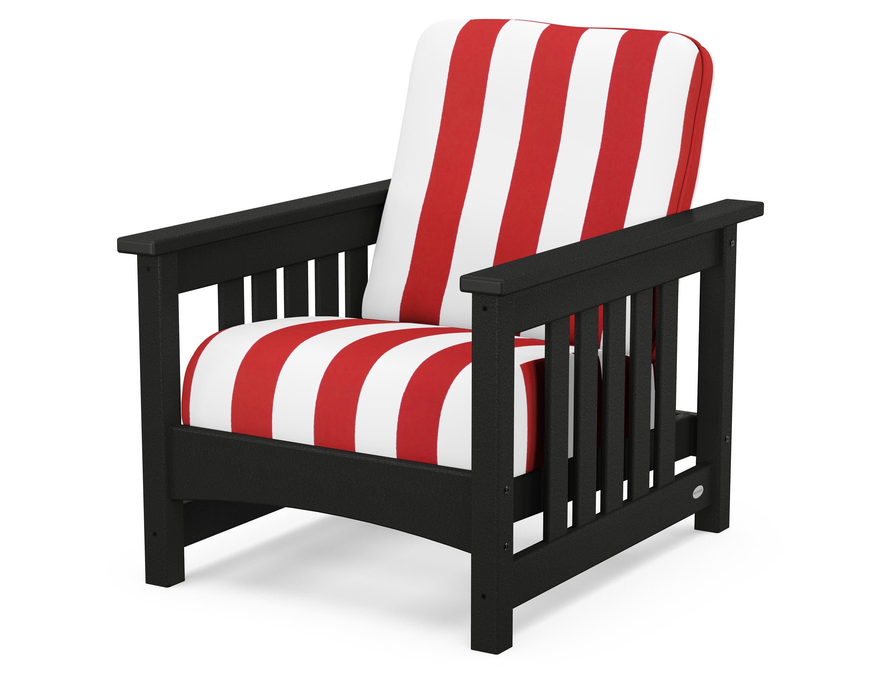 Club Mission Chair in Black / Cabana Stripe Crimson