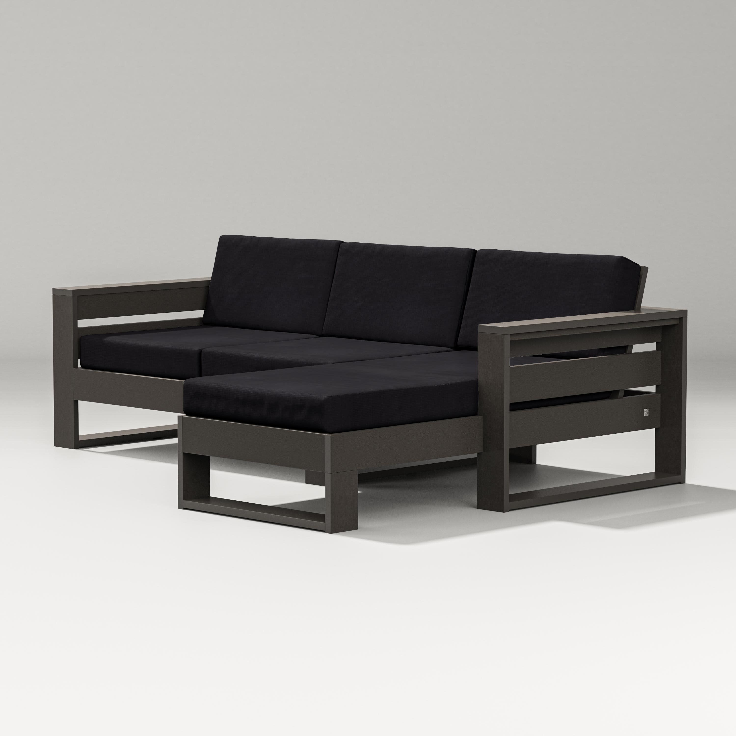 Latitude Right Chaise Sectional in Vintage Coffee / Midnight Linen