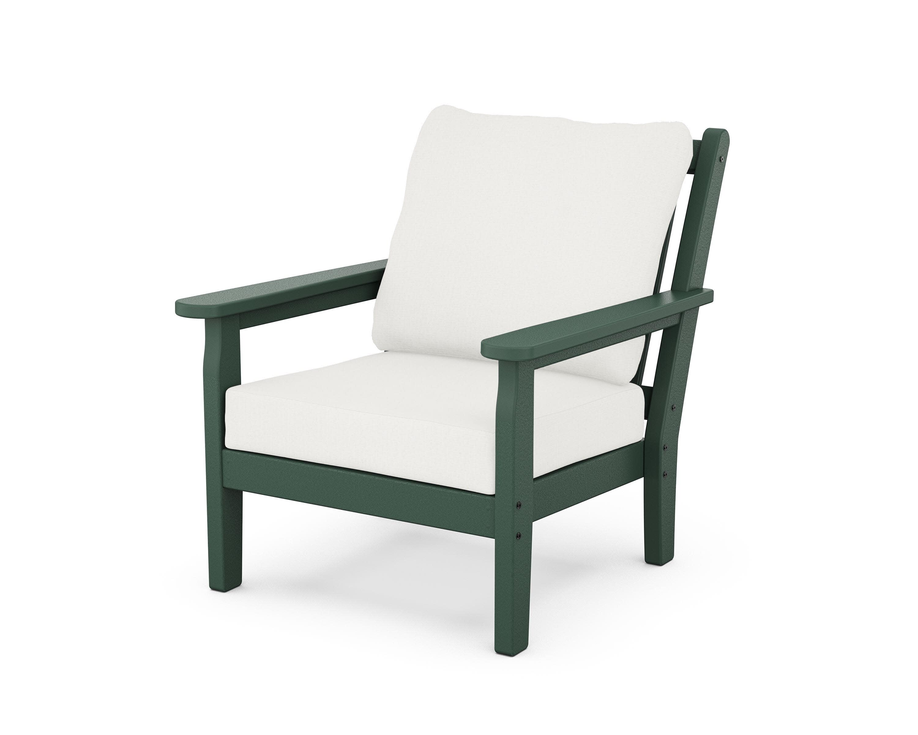 Chippendale Deep Seating Chair in Green / Natural Linen
