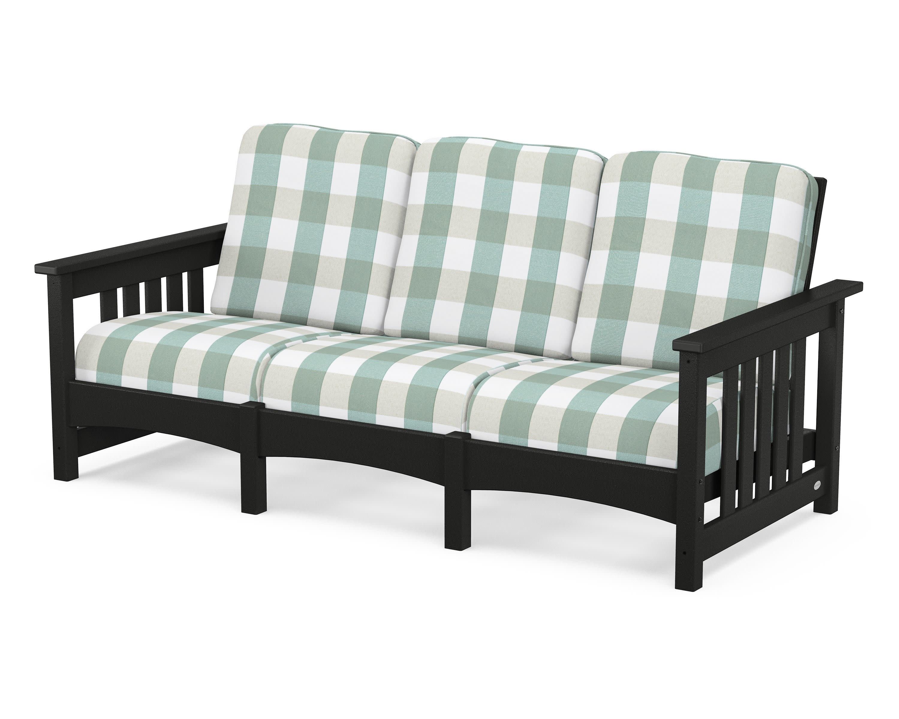 Club Mission Sofa in Black / Buffalo Plaid Glacier Spa