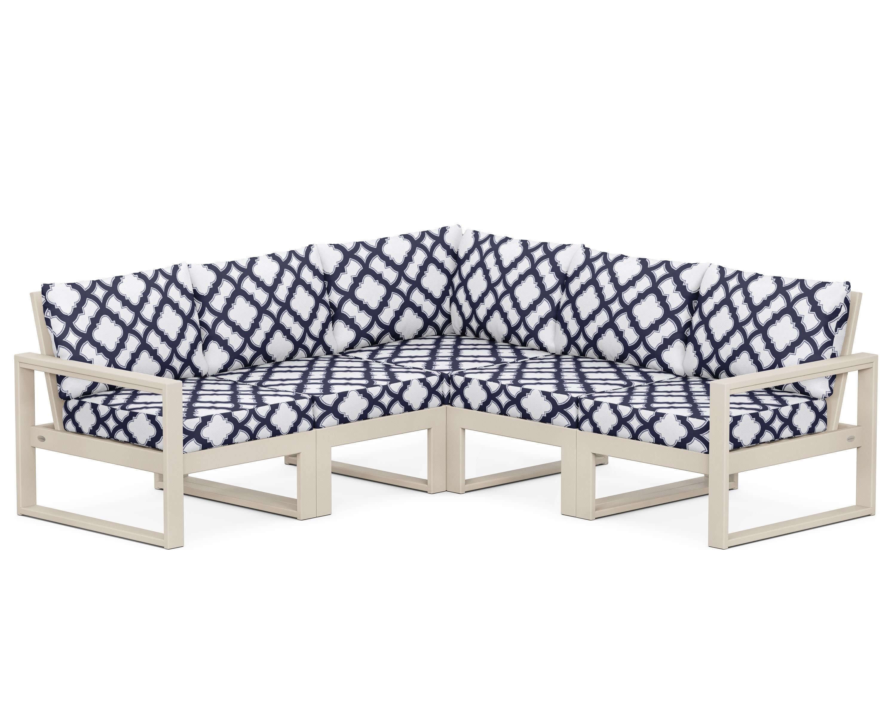 EDGE 5-Piece Modular Deep Seating Set in Sand / Trellis Navy