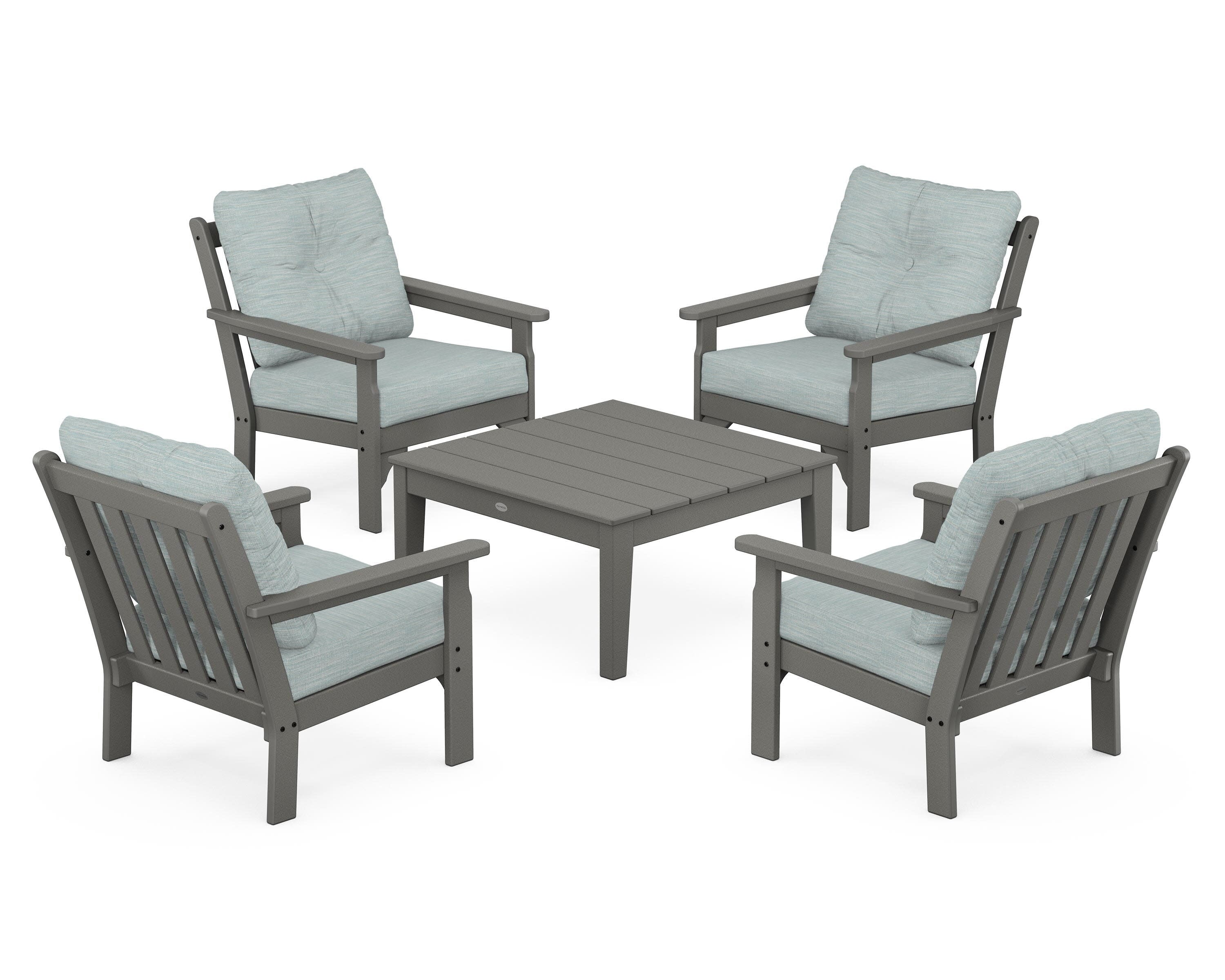 Vineyard 5-Piece Deep Seating Conversation Set in Slate Grey / Soothe Mist