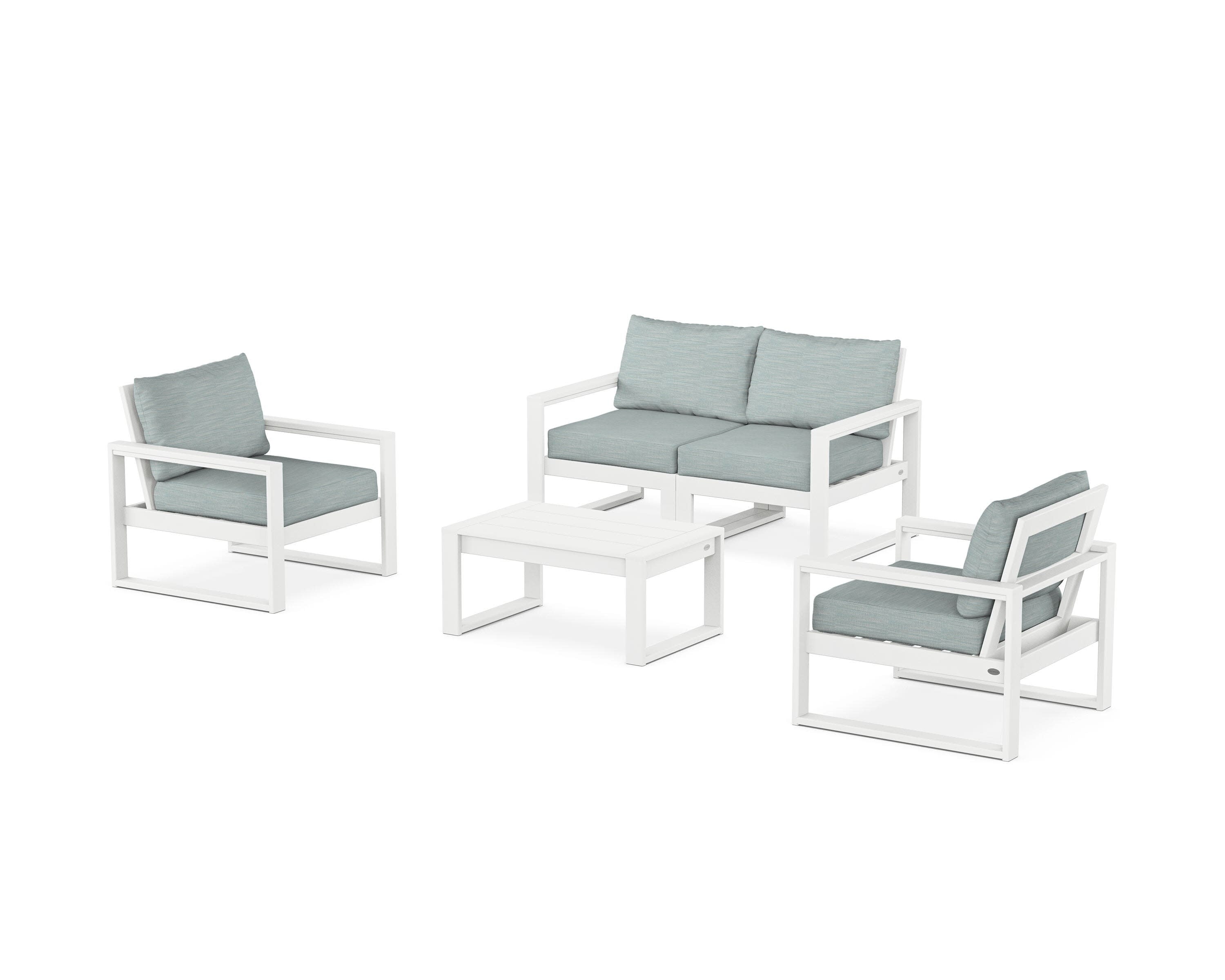 EDGE Sectional 4-Piece Deep Seating Set with Loveseat in White / Soothe Mist