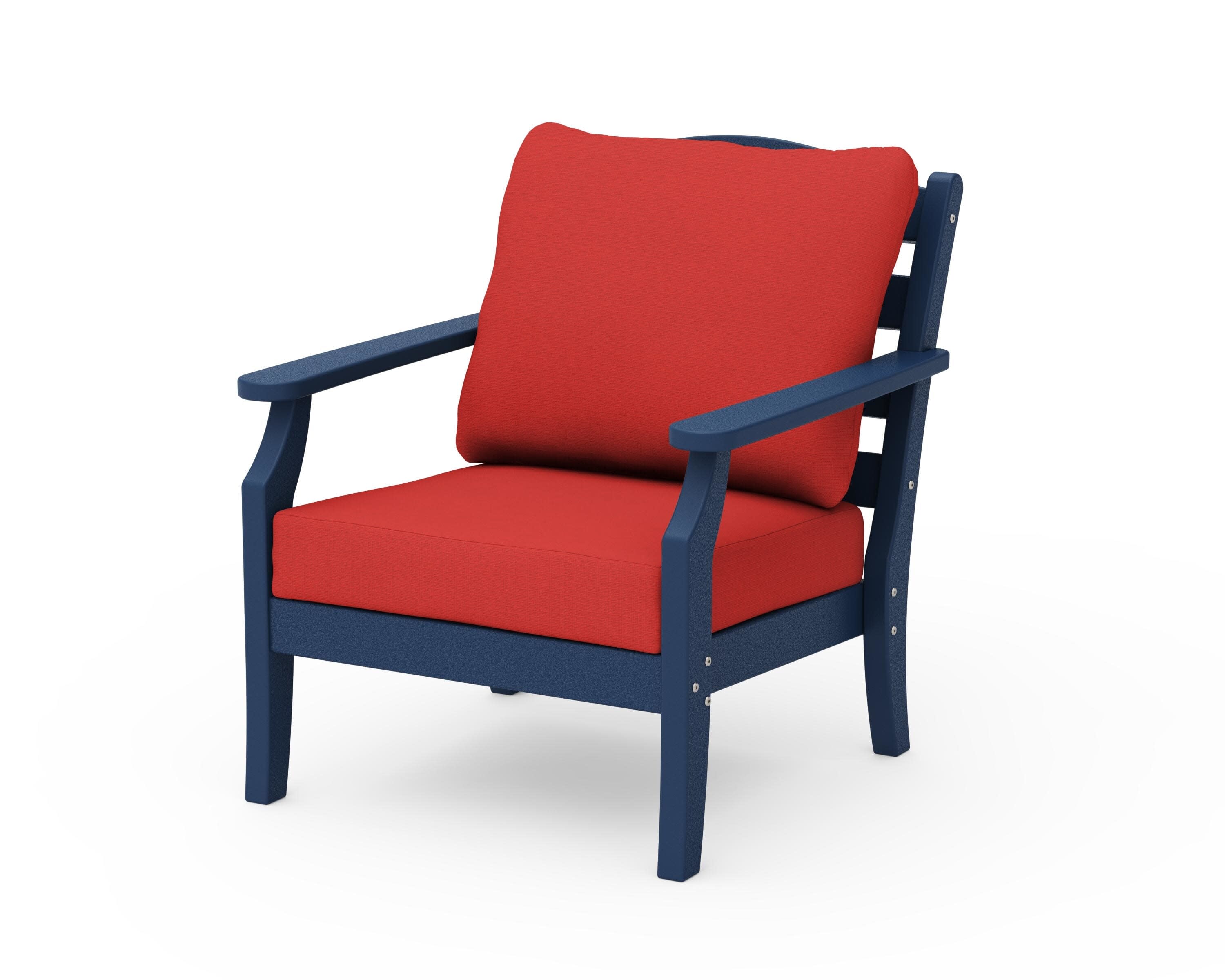 Savannah Deep Seating Chair in Navy / Crimson Linen
