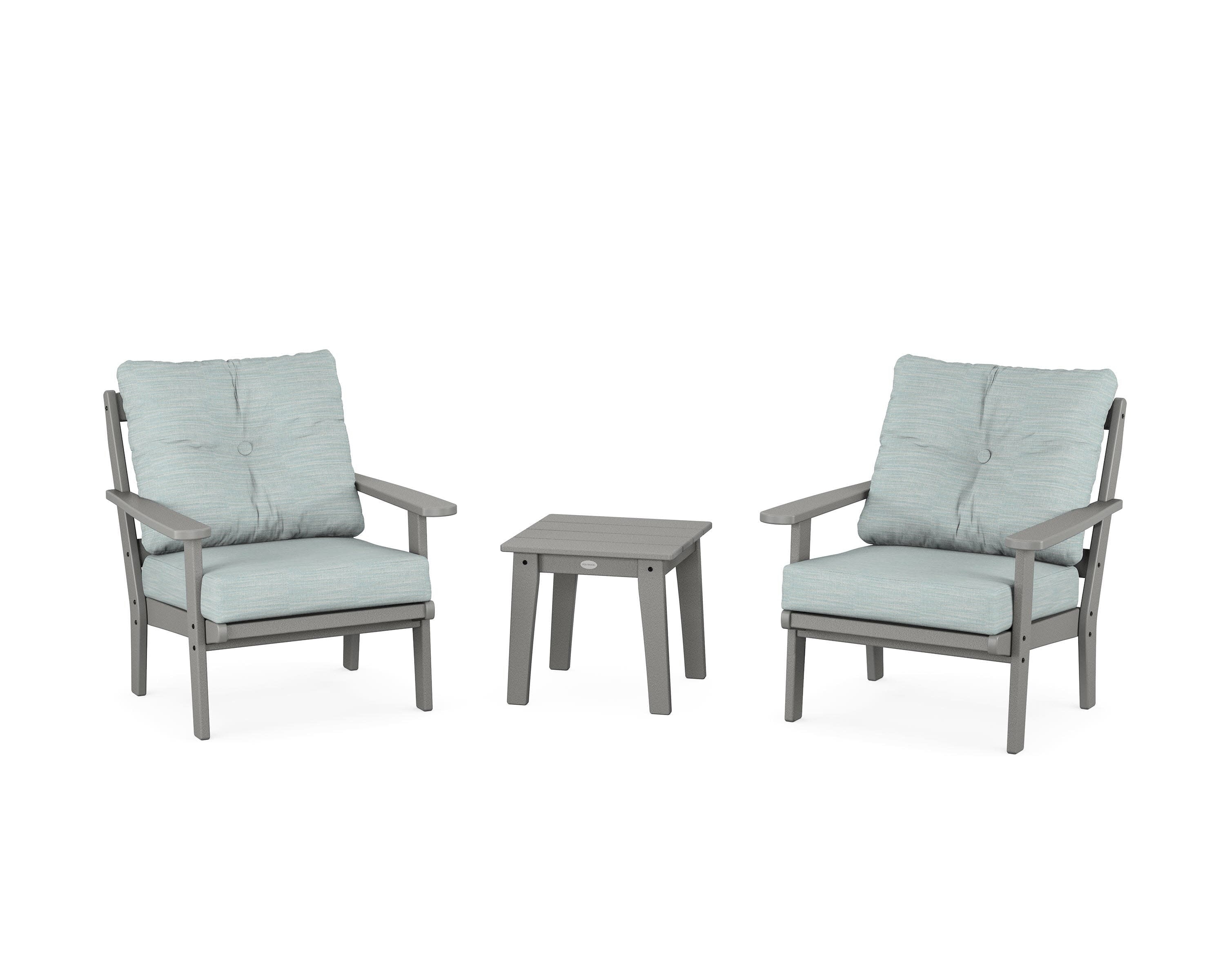 Mission 3-Piece Deep Seating Set in Slate Grey / Soothe Mist