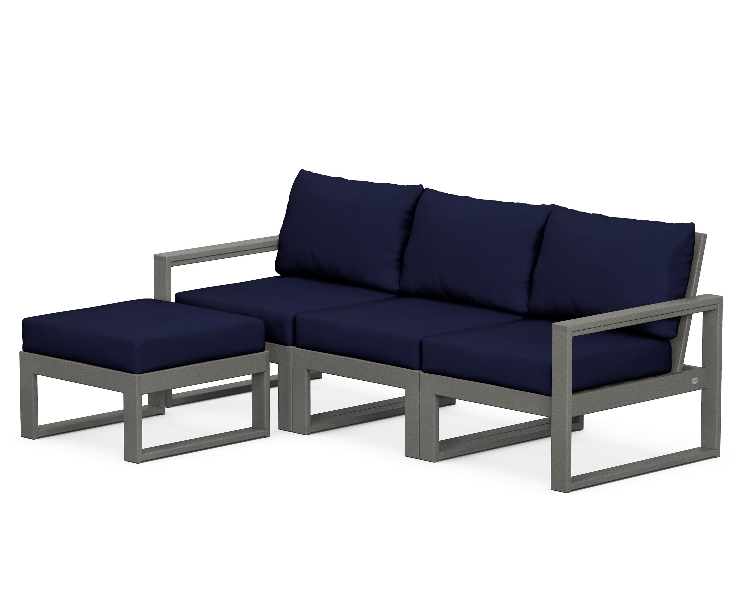 EDGE 4-Piece Modular Deep Seating Set with Ottoman in Slate Grey / Navy