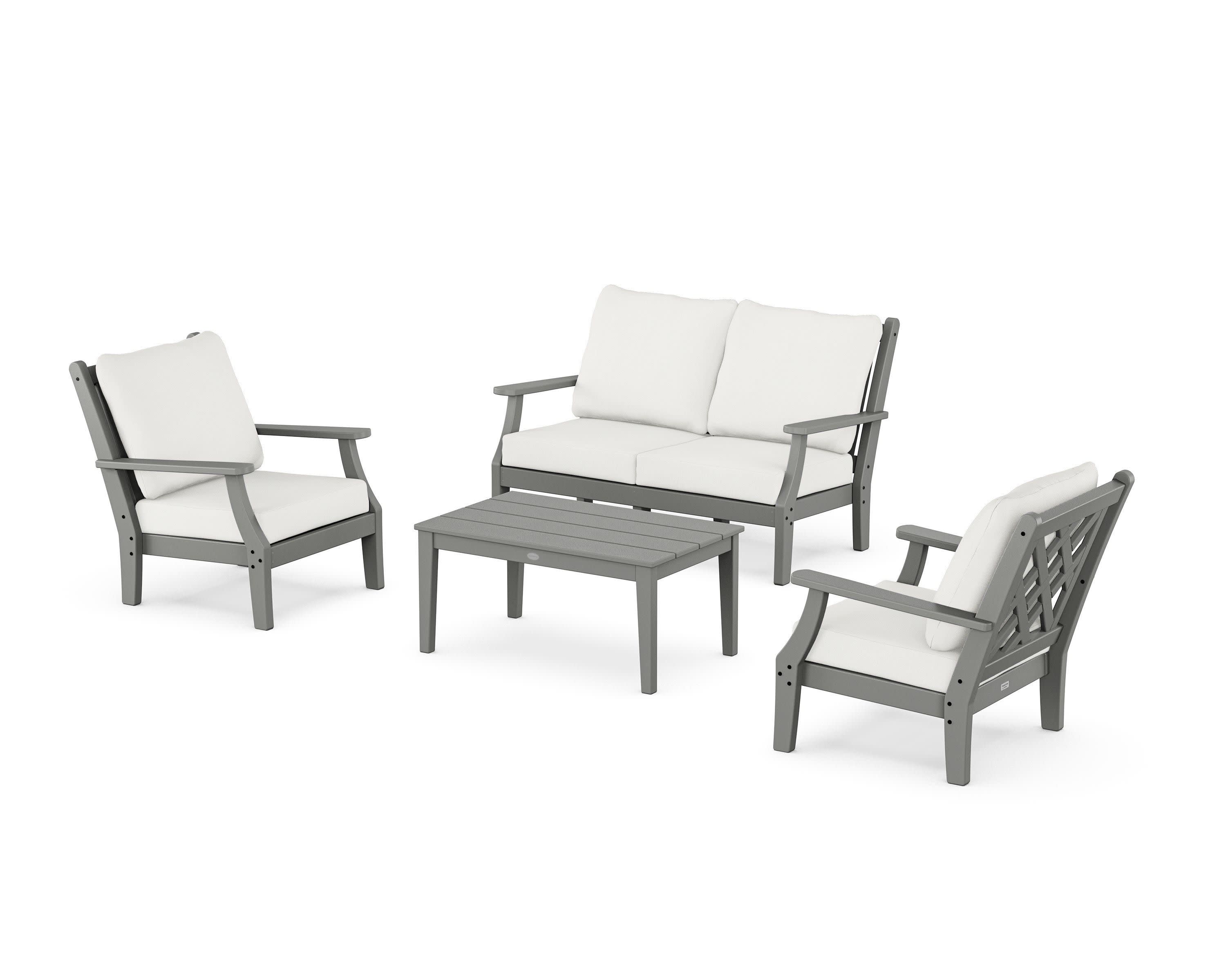 Wovendale 4-Piece Deep Seating Set with Loveseat in Slate Grey / Natural Linen