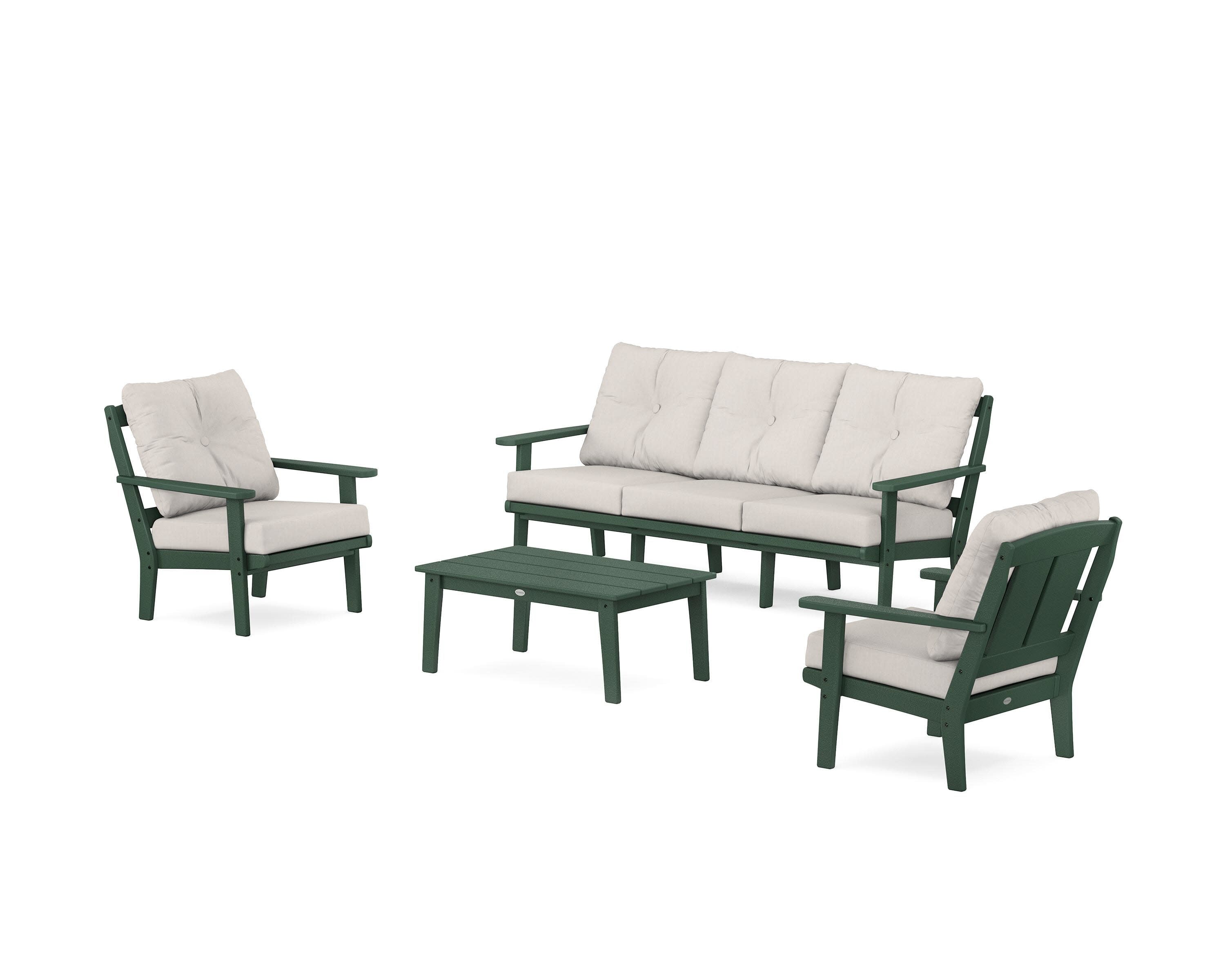 Mission 4-Piece Deep Seating Set with Sofa in Green / Cast Ash
